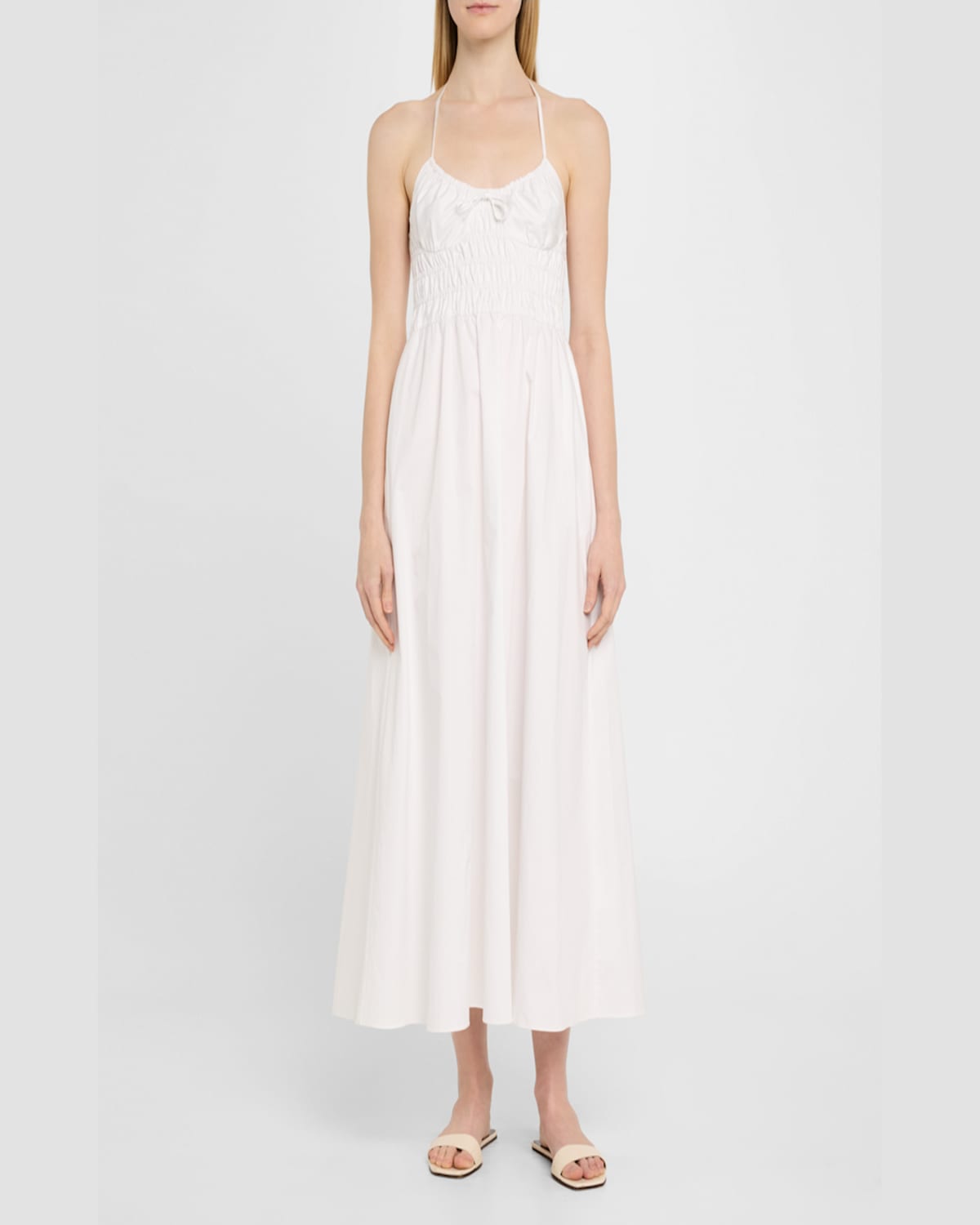 Solid & Striped The Lolita Cotton Halter Midi Dress In Optic Whit