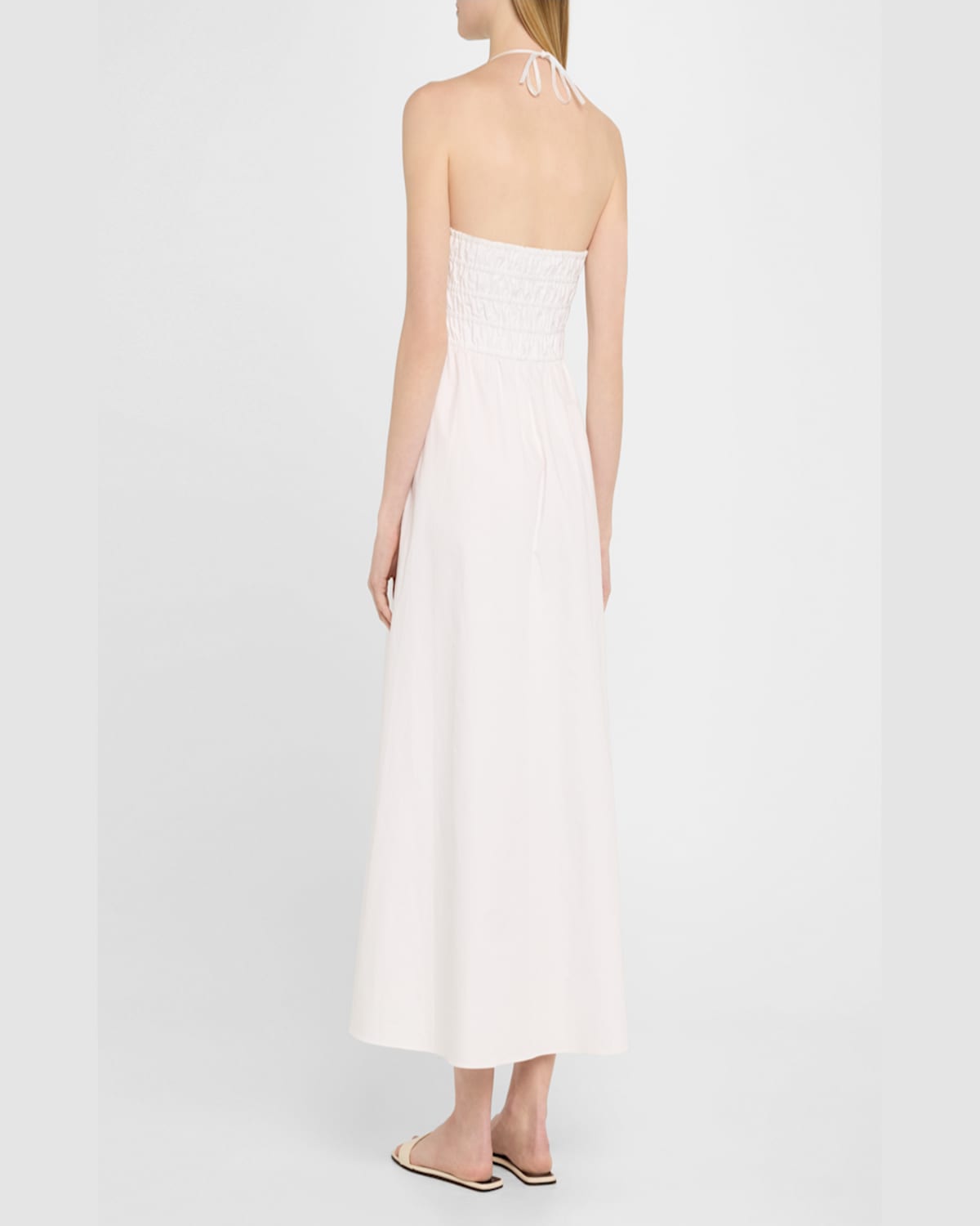Solid & Striped The Lolita Cotton Halter Midi Dress In Optic Whit