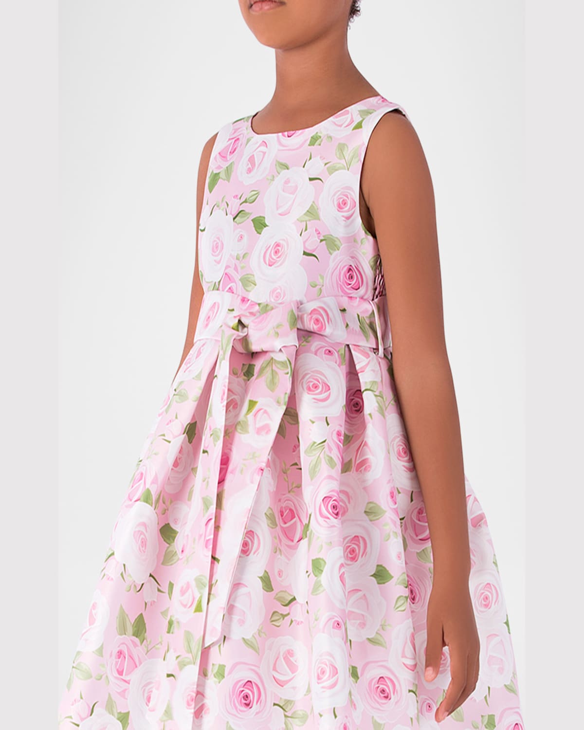 MAMA LUMA GIRL'S POSITANO FLOWERS PUFF-SLEEVE DRESS 
