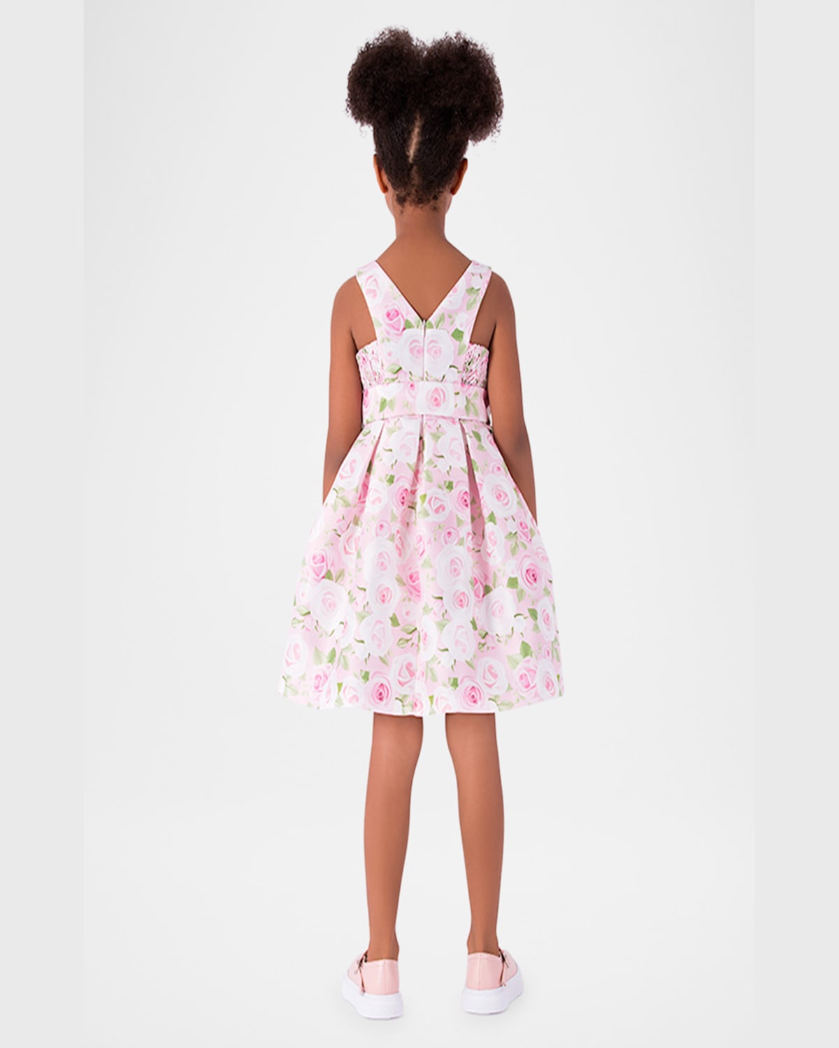 MAMA LUMA GIRL'S POSITANO FLOWERS PUFF-SLEEVE DRESS 