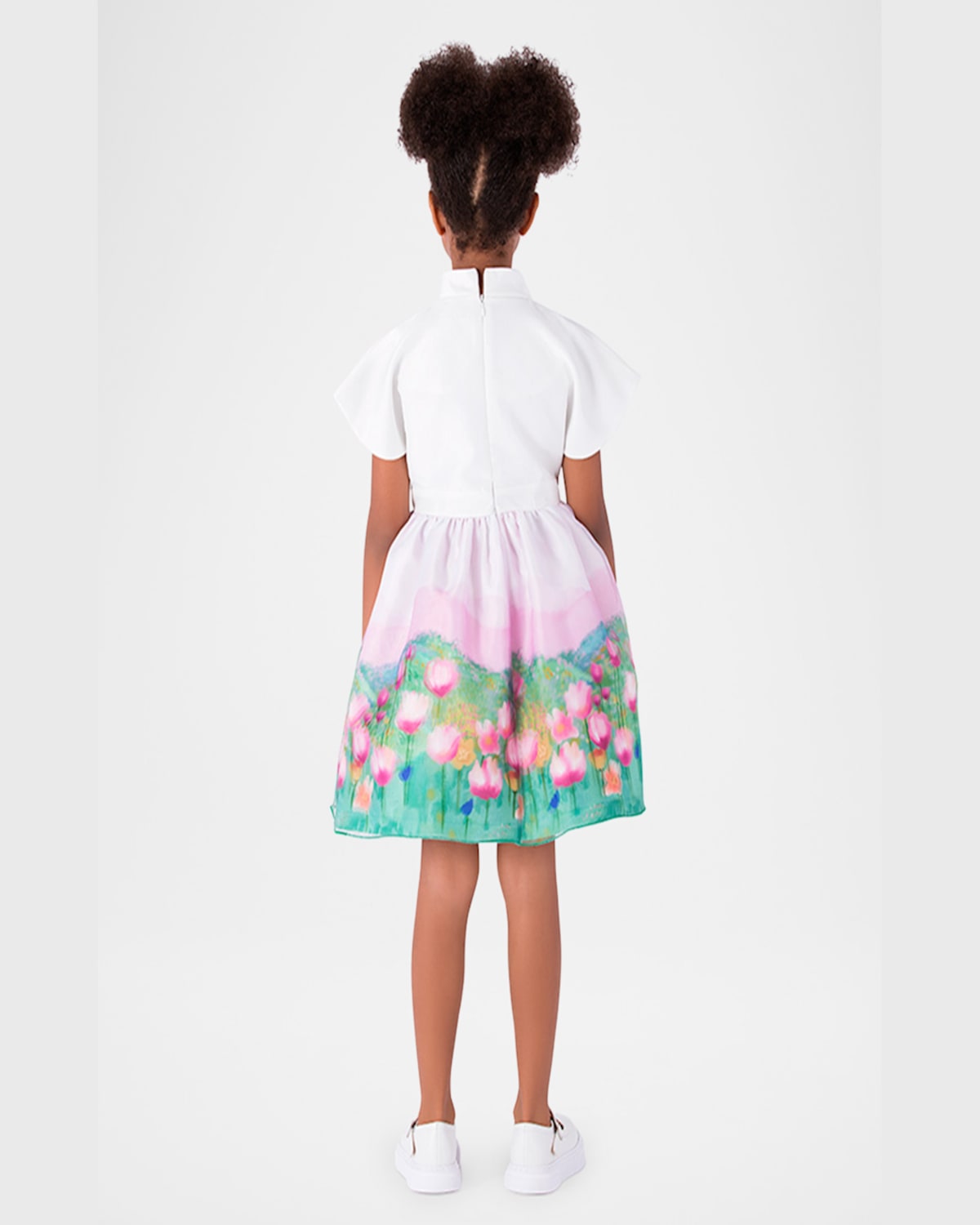 MAMA LUMA GIRL'S 3D FLORAL ELEGANCE NECK-TIE DRESS 
