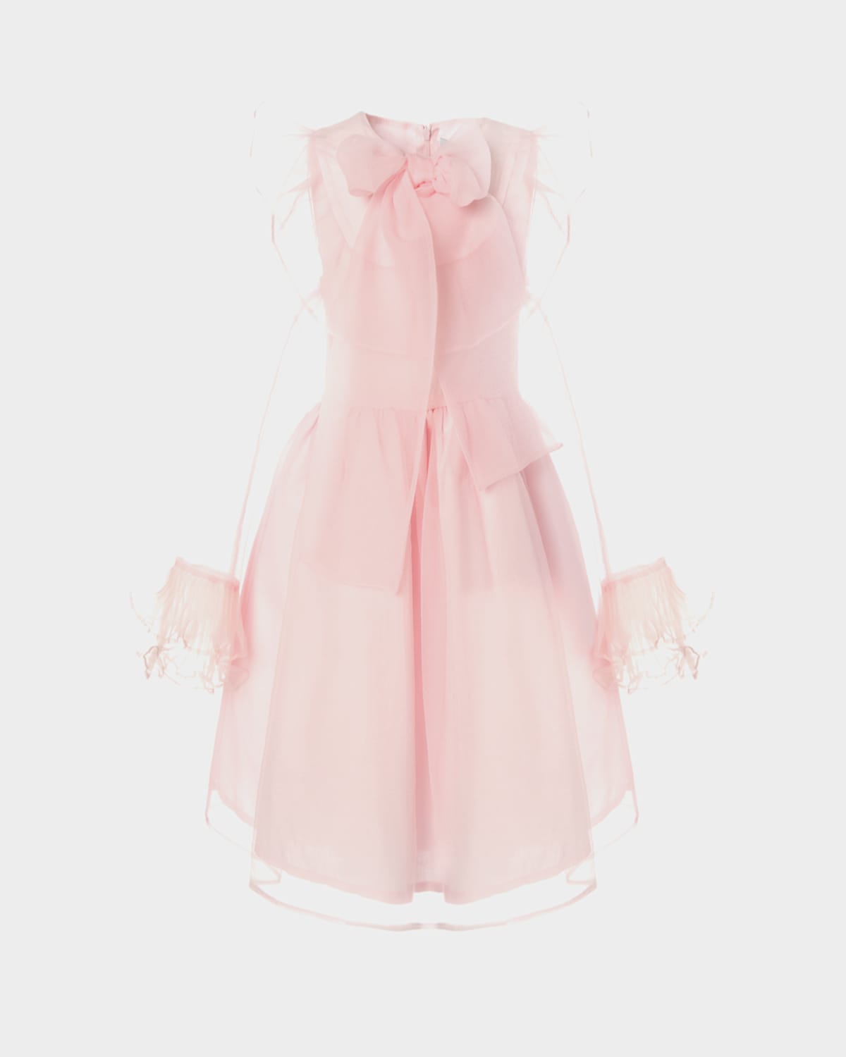 MAMA LUMA GIRL'S ORGANZA-SLEEVE DRESS WITH BOW 