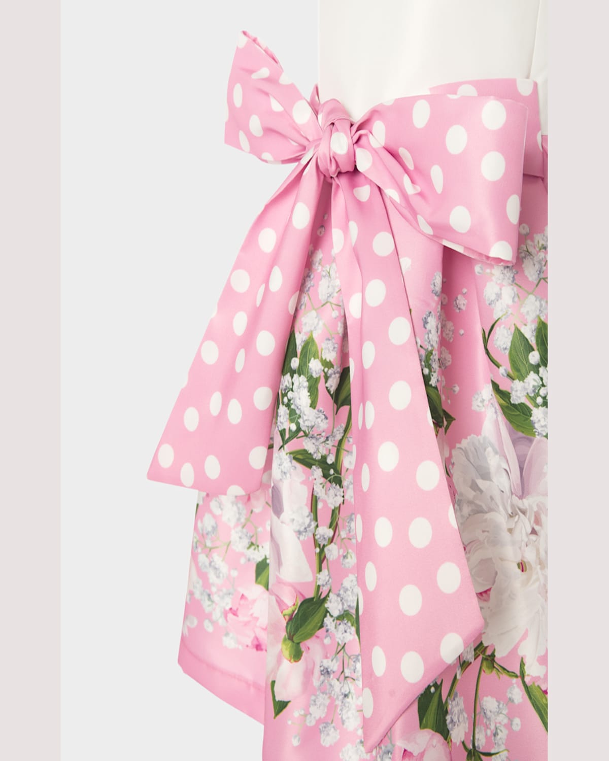 Mama Luma Girl's Sleeveless Floral & Polka Dot Dress With Bow In Pink