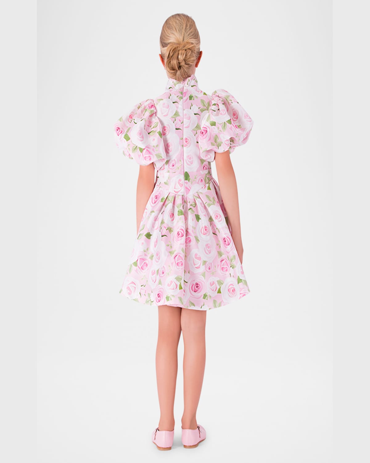 Shop Mama Luma Girl's Floral Puff-sleeve Dress With Bow In Multi