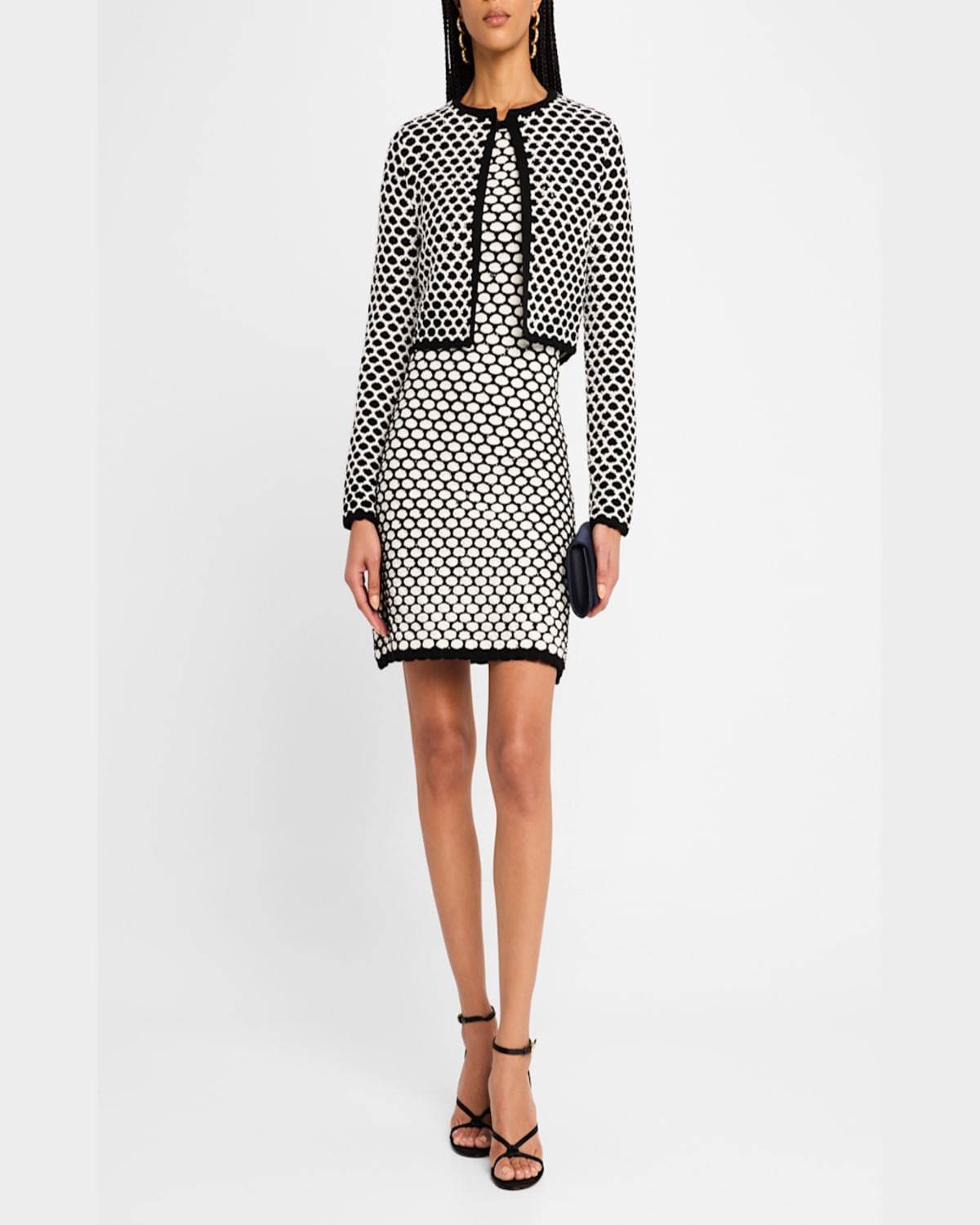 Oscar De La Renta Honeycomb Sequin Knit Dress