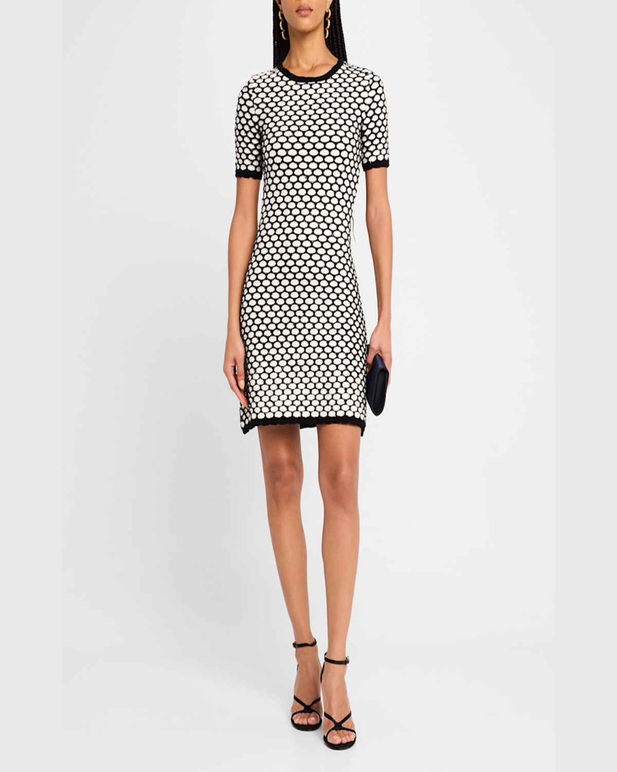 Oscar De La Renta Honeycomb Sequin Knit Dress