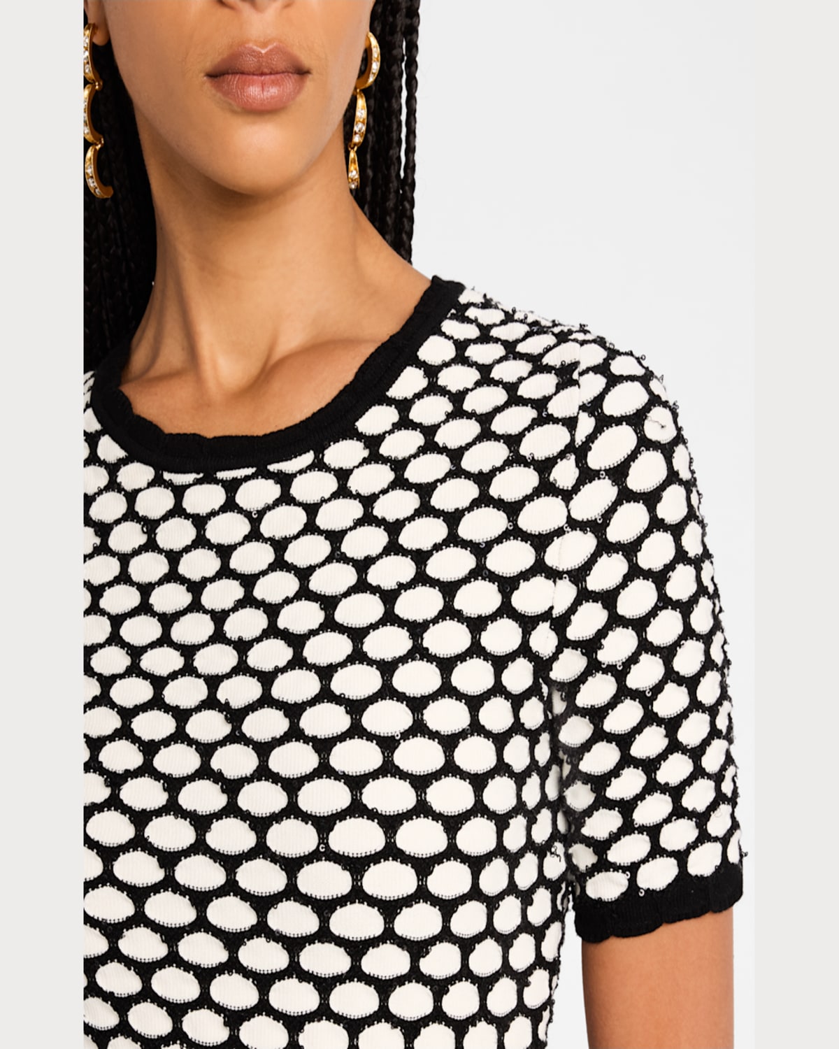 Oscar De La Renta Honeycomb Sequin Knit Dress