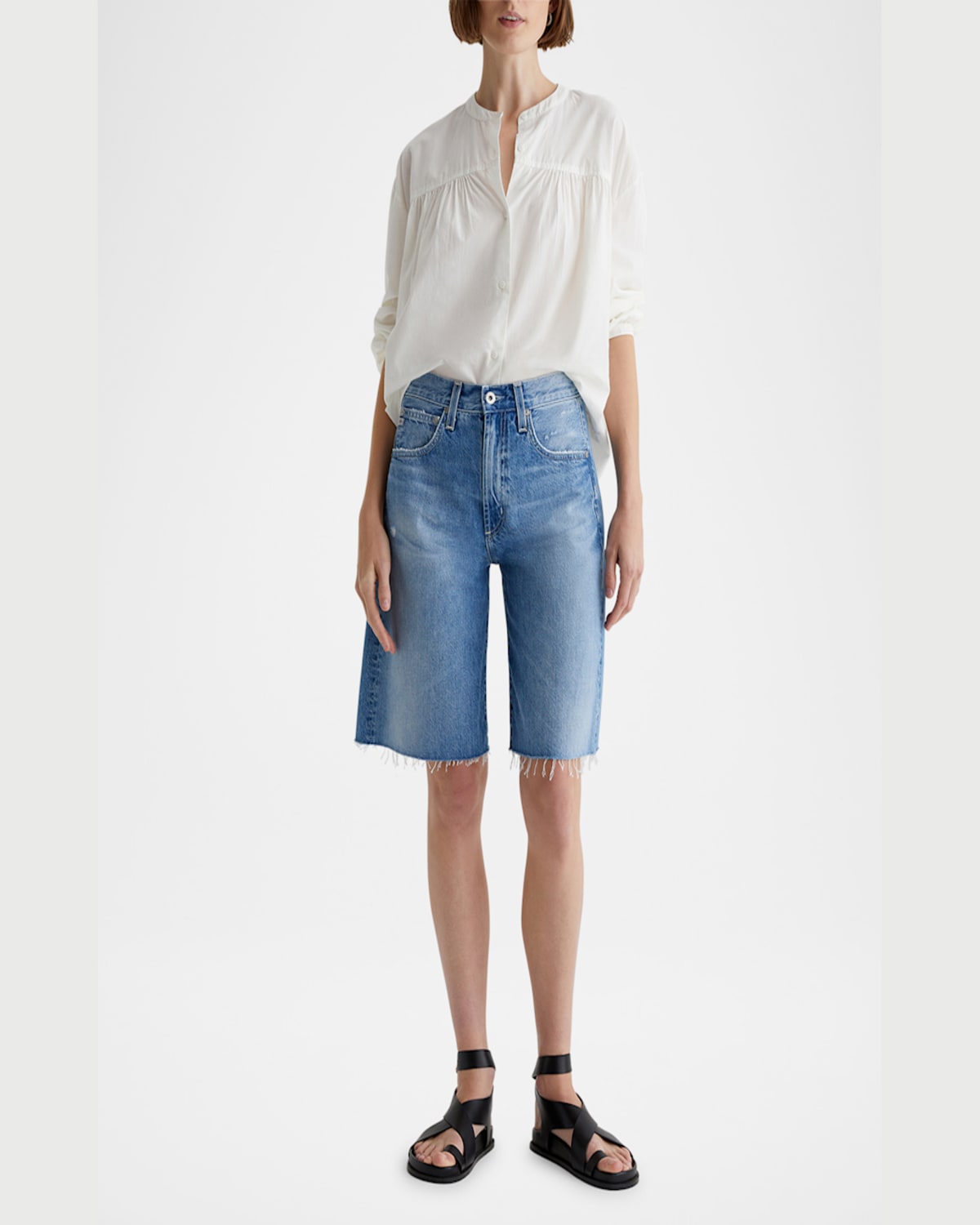 Ag Hattie Raw Hem High Waist Denim Barrel Shorts In 17 Years Divergent