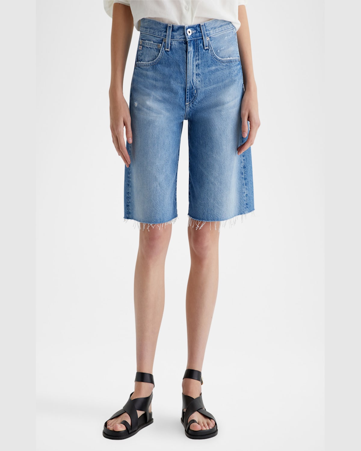 Ag Hattie Raw Hem High Waist Denim Barrel Shorts In 17 Years Divergent