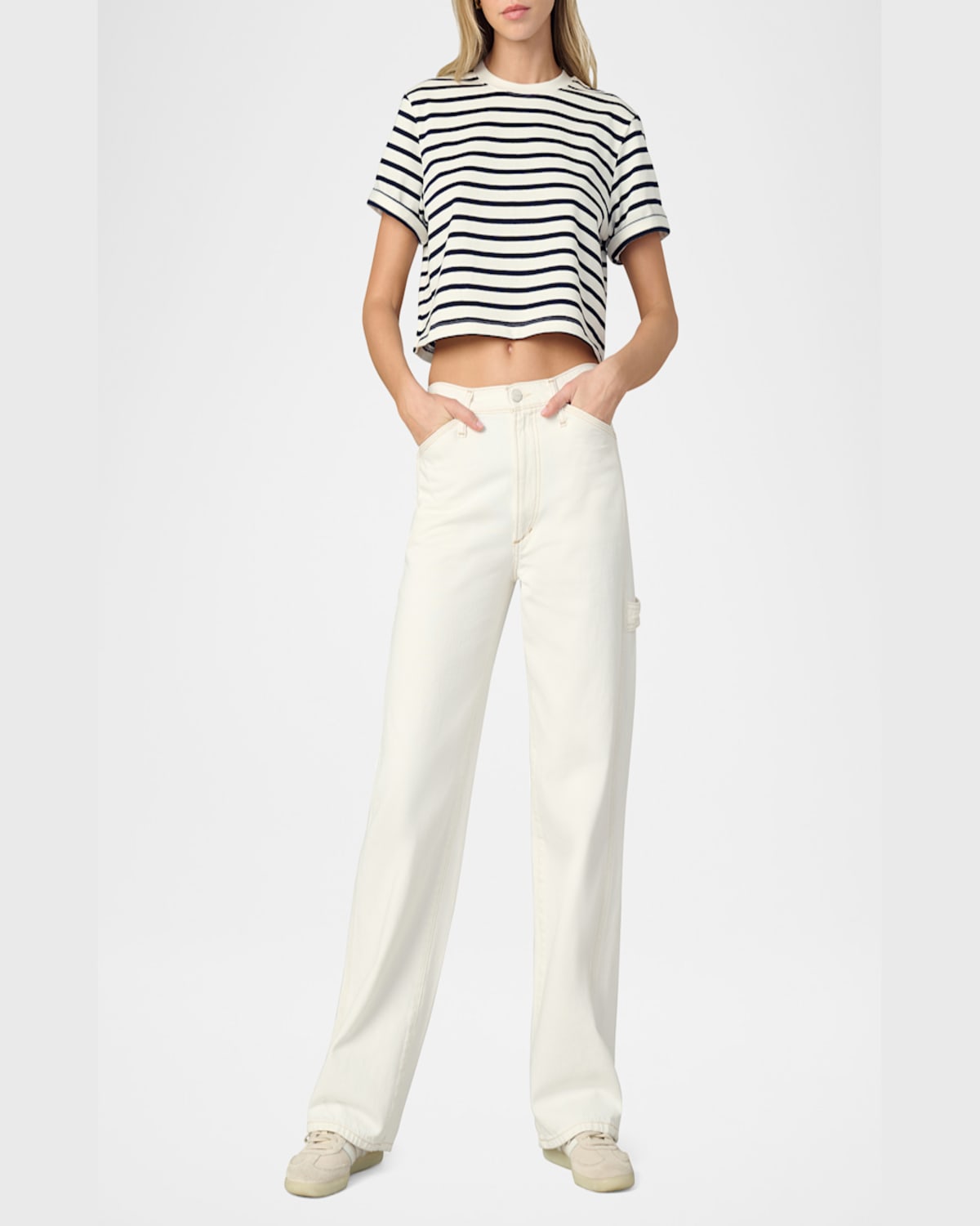 Shop Joe's Jeans The Boxy Tee In Milknavy Stripe