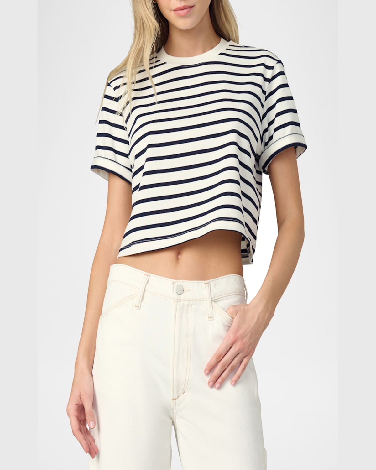 Shop Joe's Jeans The Boxy Tee In Milknavy Stripe