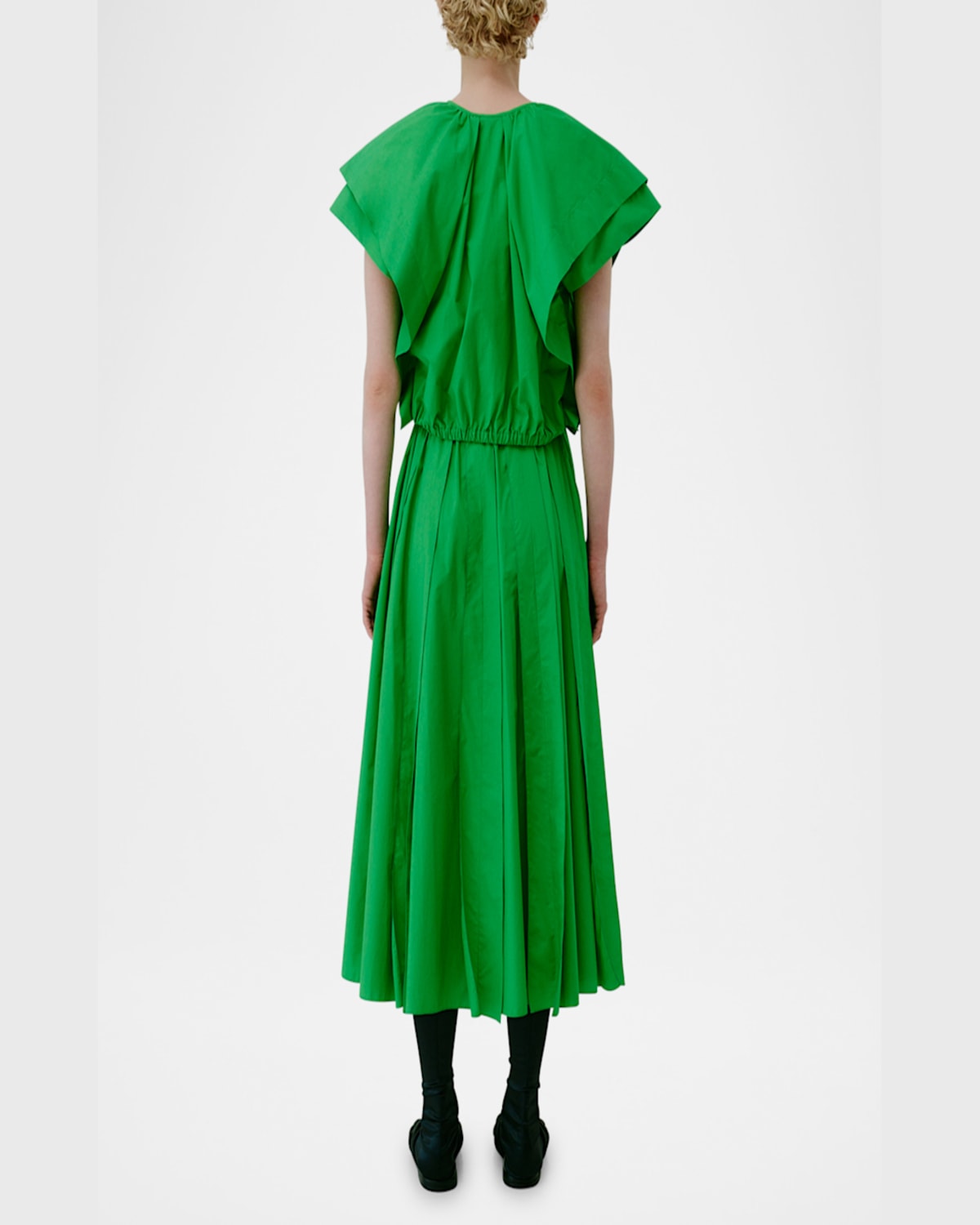 Mantù A-line Reverse Seam Cotton Midi Skirt In Green