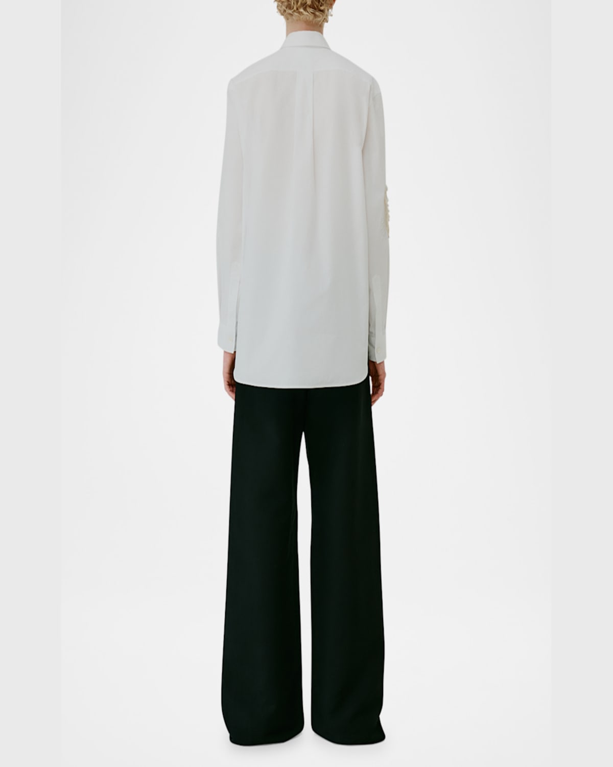 Mantù Bead & Sequin Floral Cotton Blouse In Optical White