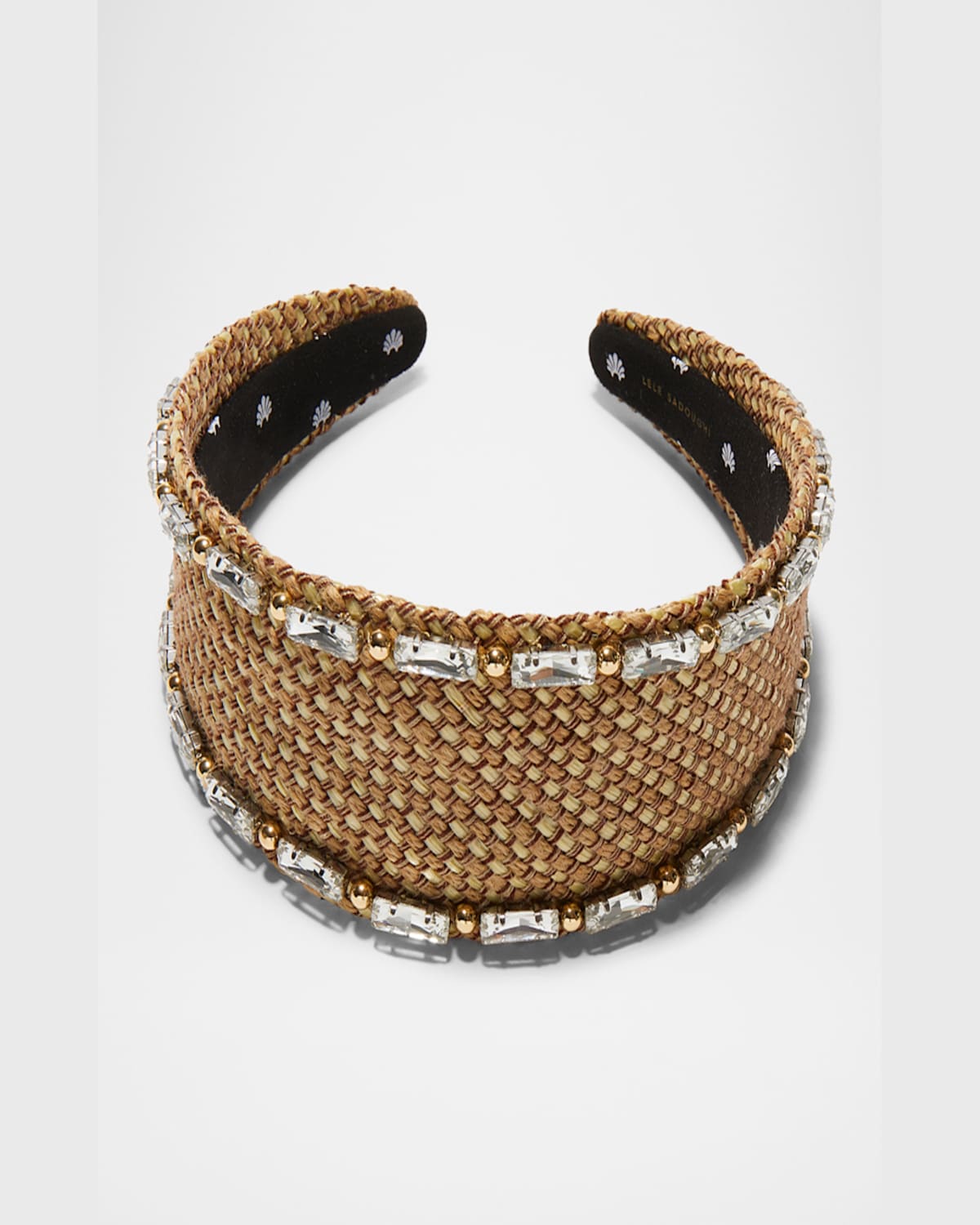 Lele Sadoughi Brigitte Crystal Raffia Headband In Natural