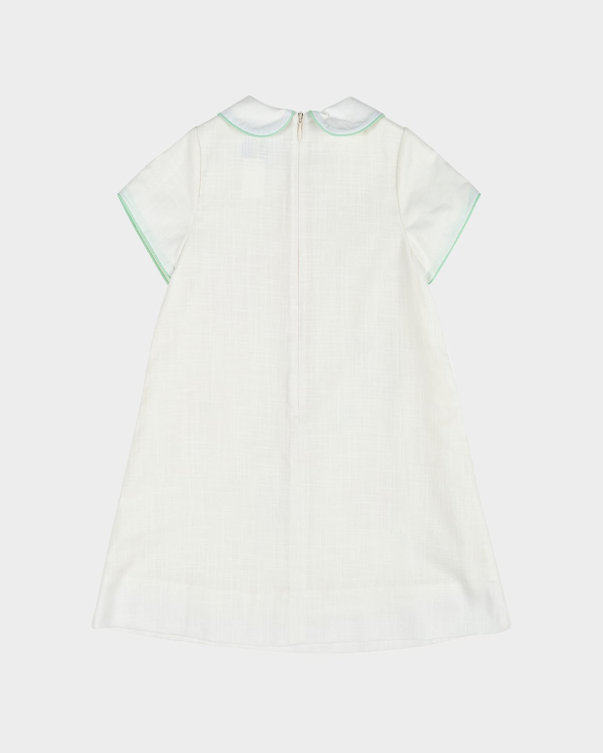FLORENCE EISEMAN GIRL'S LINEN DRESS W/ EMBROIDERED FLOWERS 