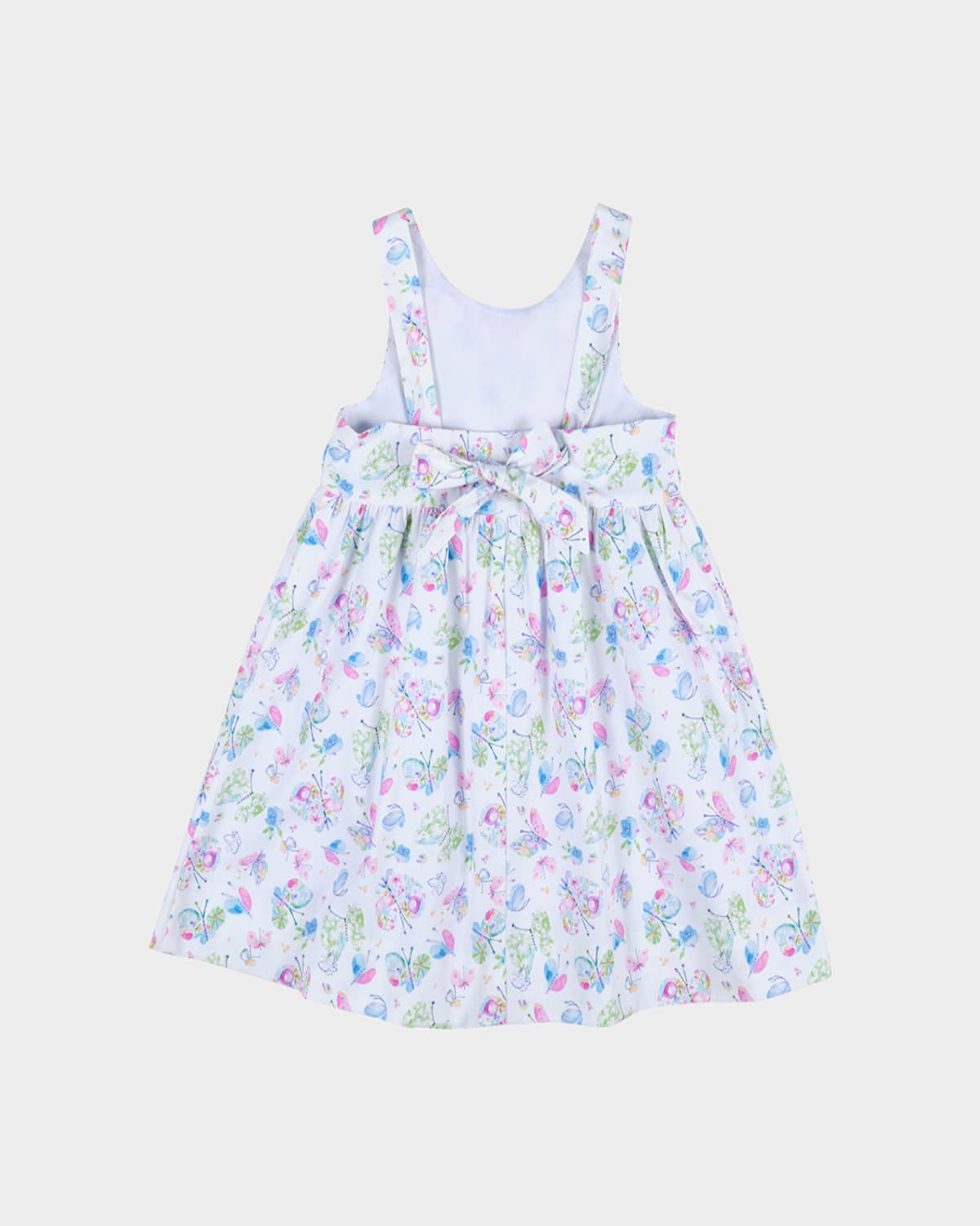 FLORENCE EISEMAN GIRL'S BUTTERFLY-PRINT DRESS W/ APPLIQUE 