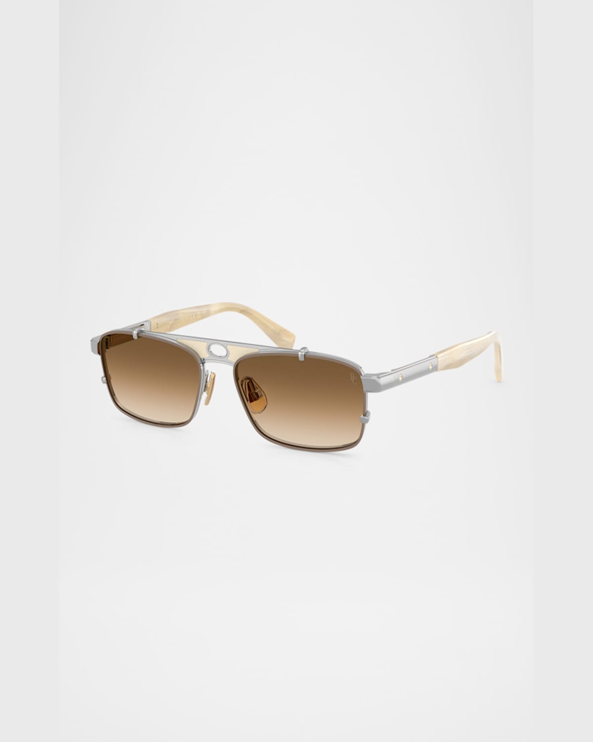Brunello Cucinelli Men's Bc2010st Rectangular Sunglasses In Silver
