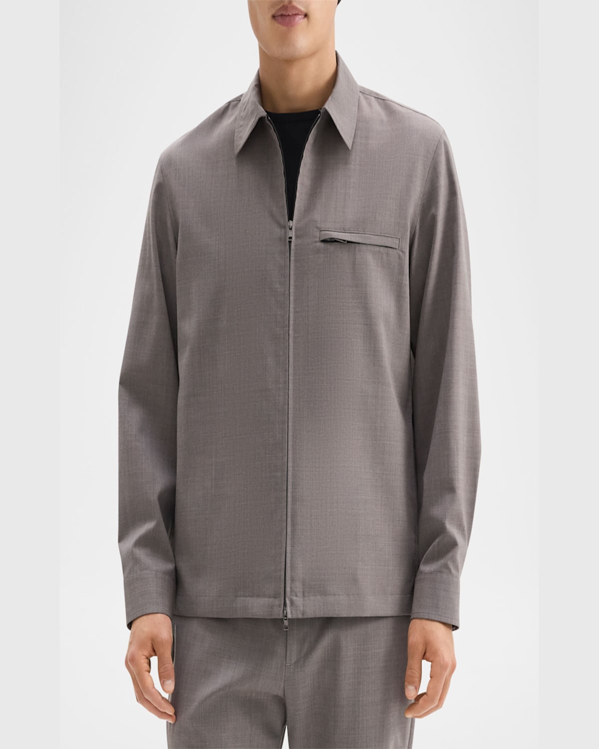 Theory Travel Regular Fit Wool Shirt Jacket In Walnut Mel