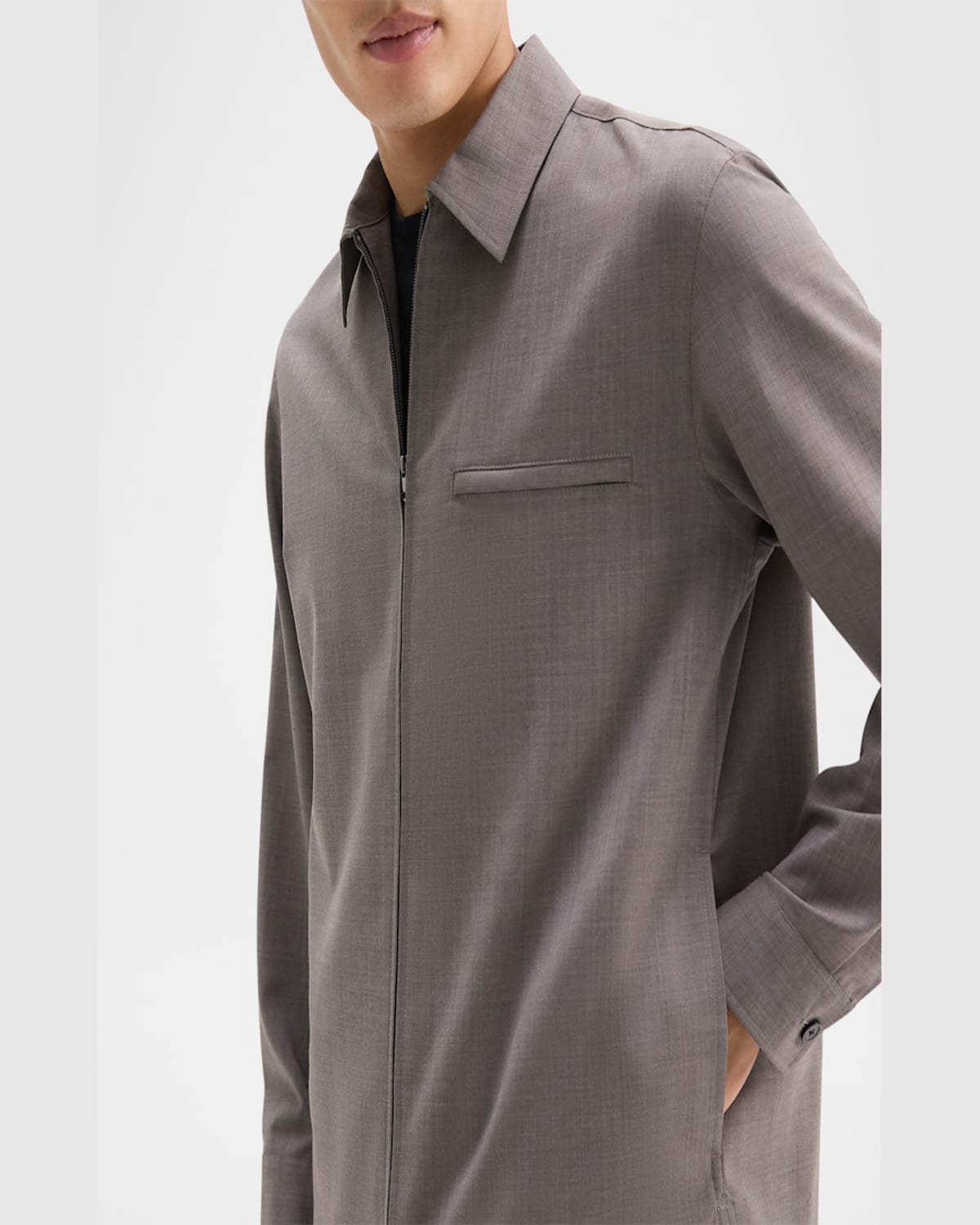 Theory Travel Regular Fit Wool Shirt Jacket In Walnut Mel