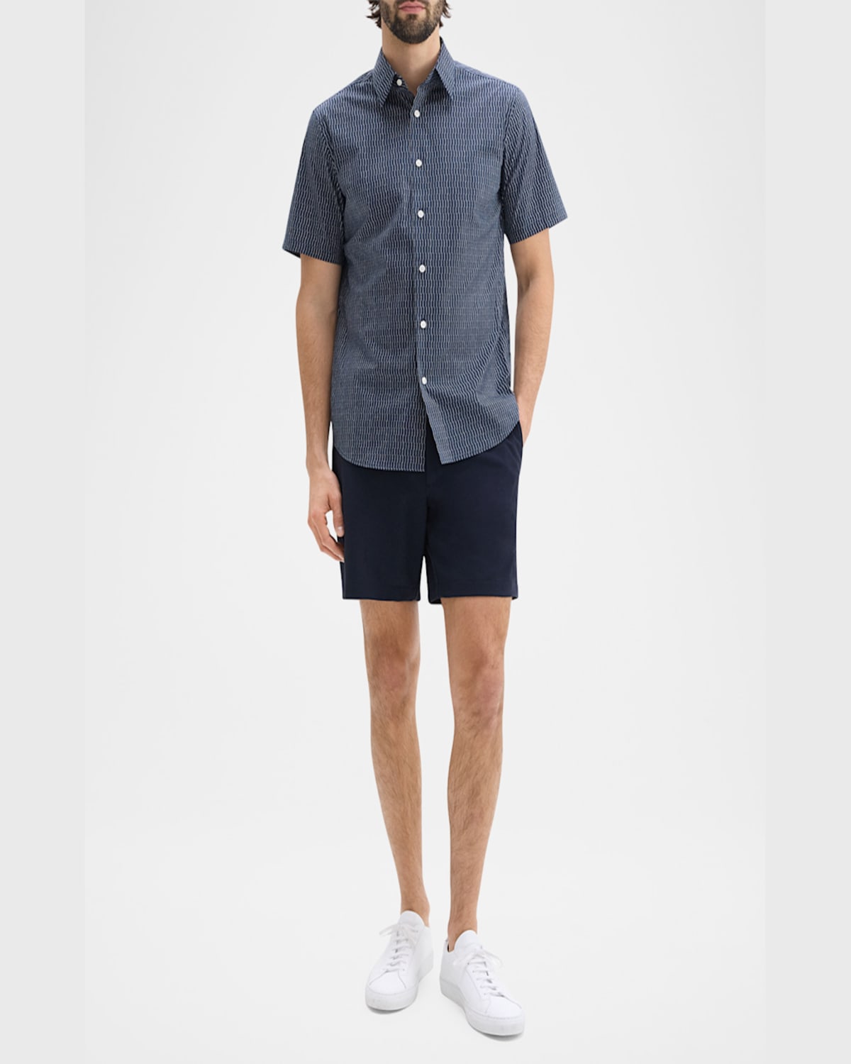 Theory Irving Regular Fit Short Sleeve Shirt In Blatic/fog