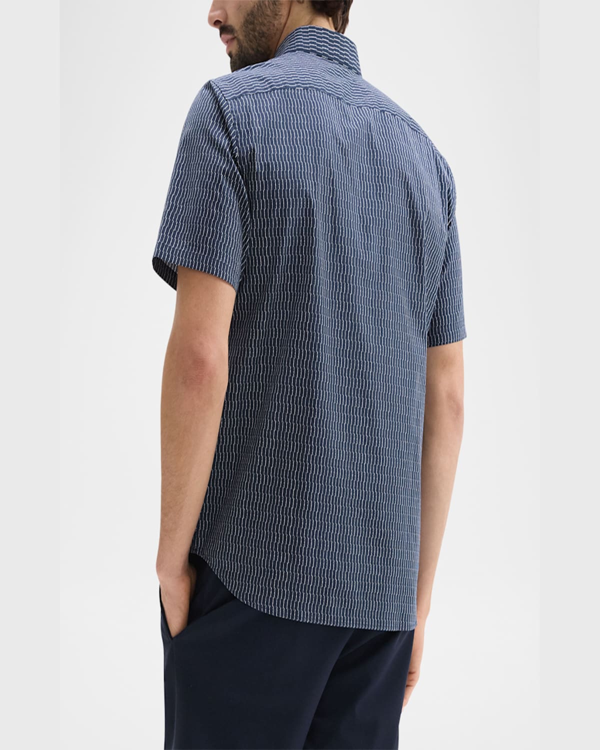 Theory Irving Regular Fit Short Sleeve Shirt In Blatic/fog