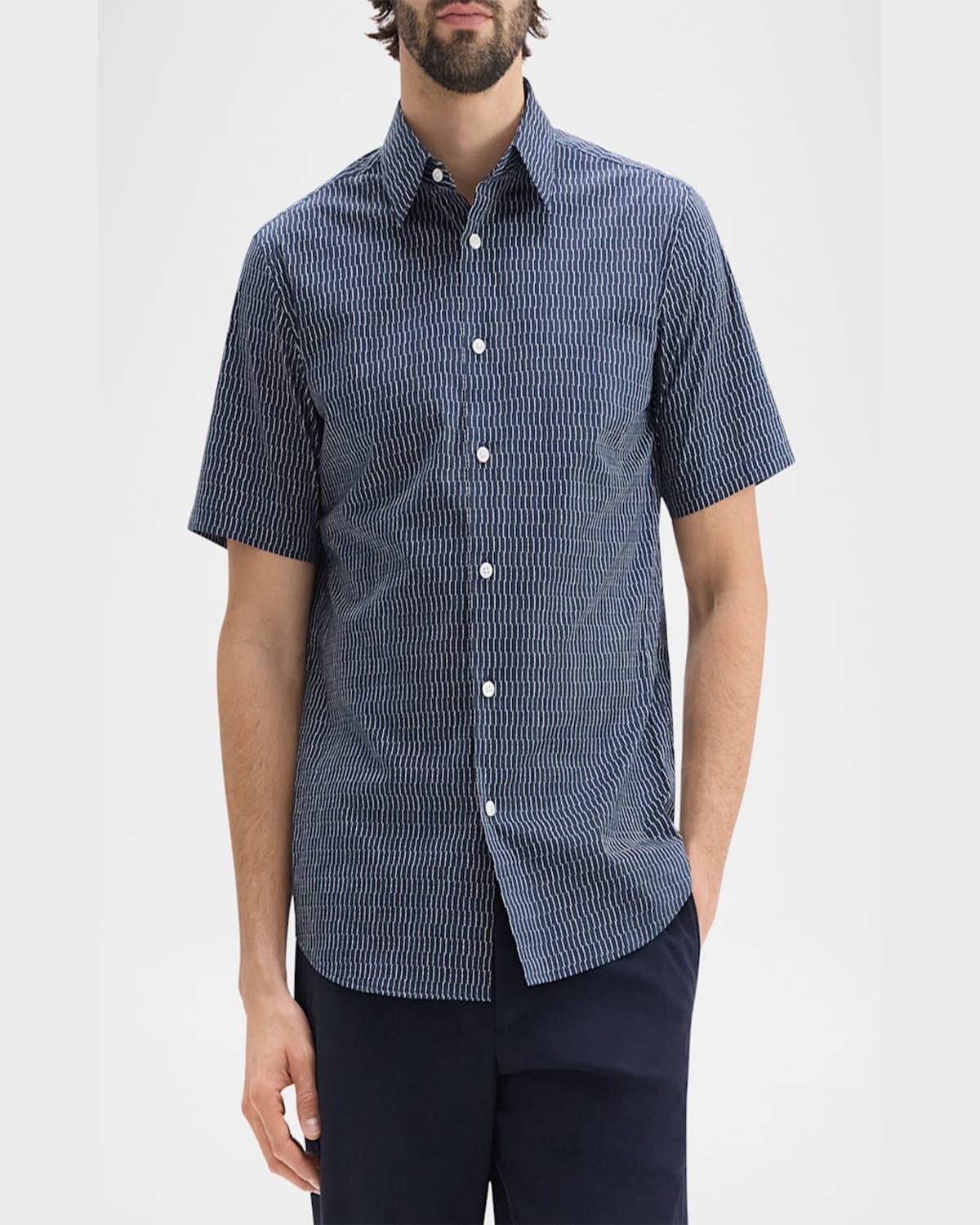 Theory Irving Regular Fit Short Sleeve Shirt In Blatic/fog