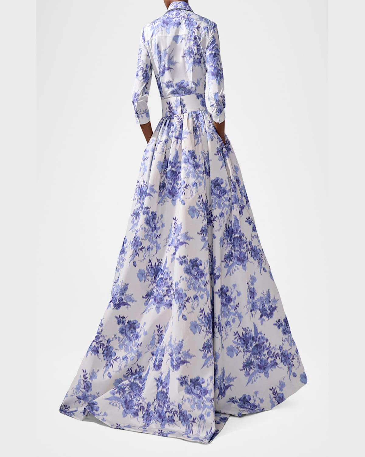 Carolina Herrera Blur Floral Button-down Icon Blouse