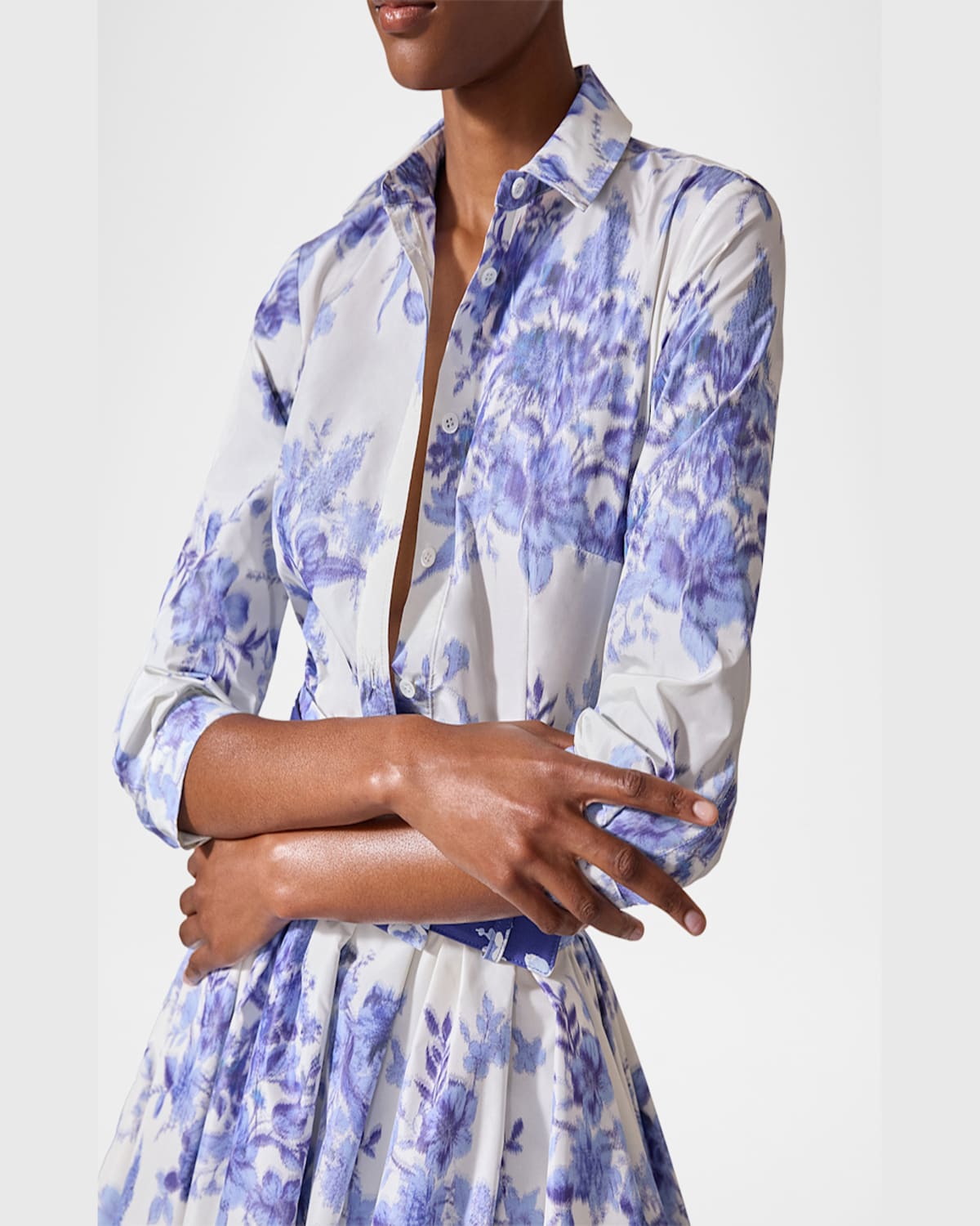 Carolina Herrera Blur Floral Button-down Icon Blouse
