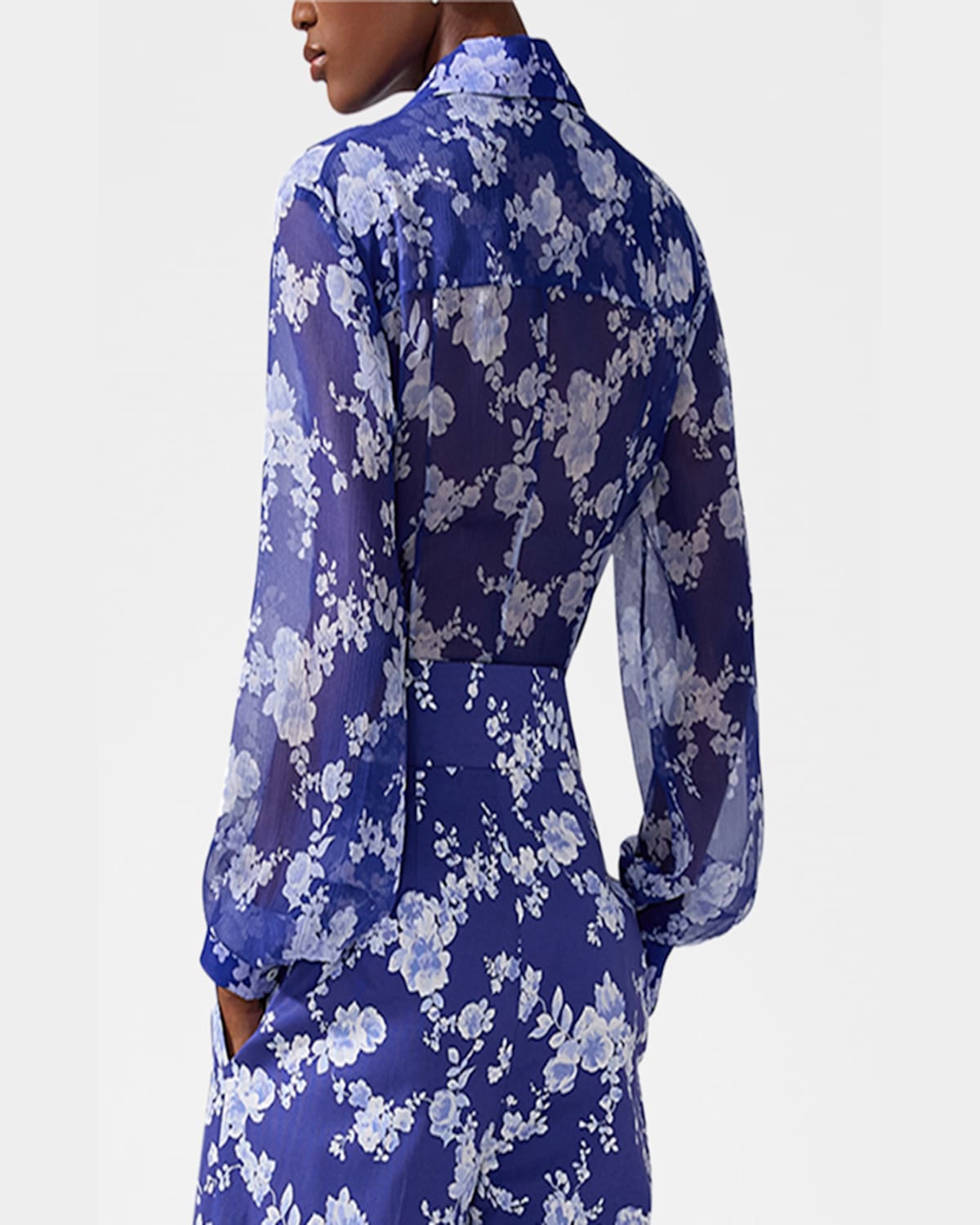 Carolina Herrera Floral Button Down Chiffon Blouse