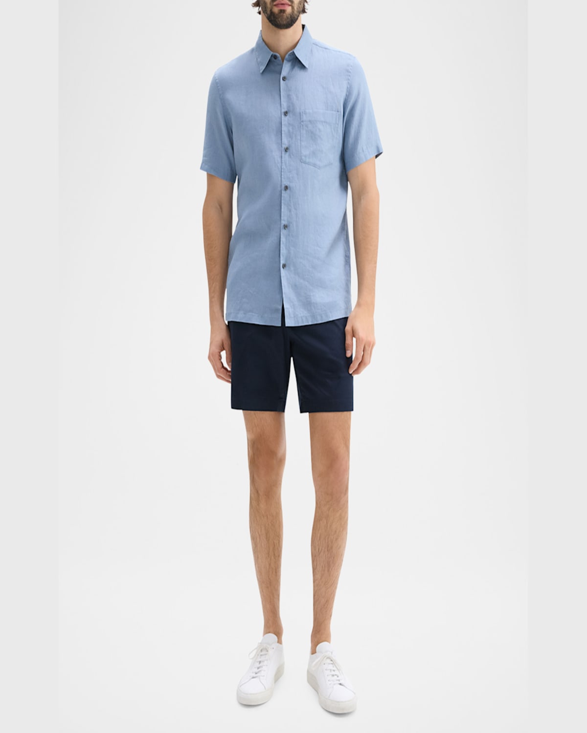 Theory Irving Short Sleeve Button Front Shirt In Dark Mocha