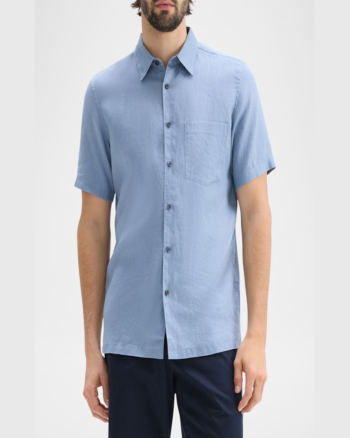 Theory Irving Short Sleeve Button Front Shirt In Dark Mocha