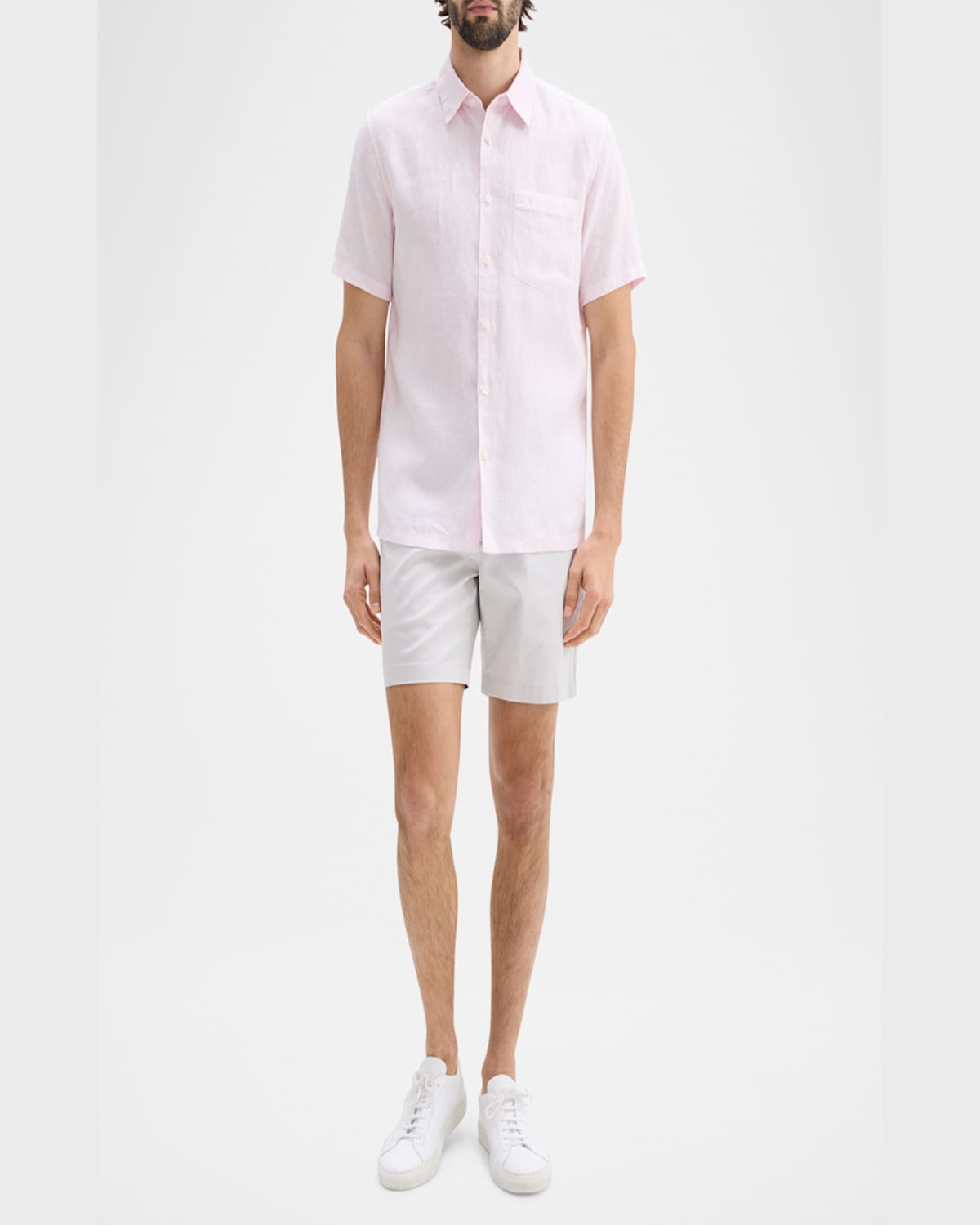 Theory Irving Short Sleeve Button Front Shirt In Dark Mocha