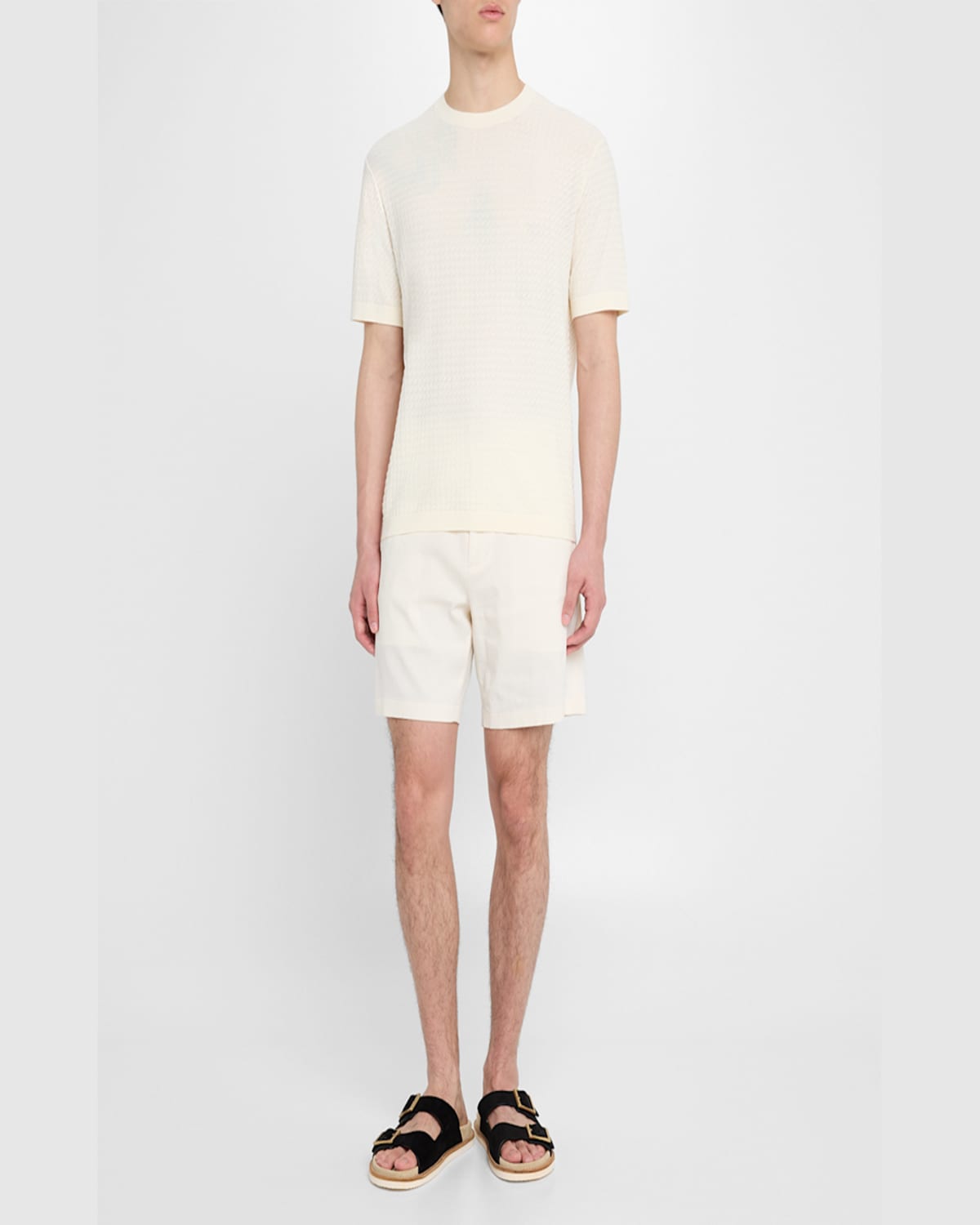 Theory Damian Tactile Cotton Short Sleeve Sweater In Egsh