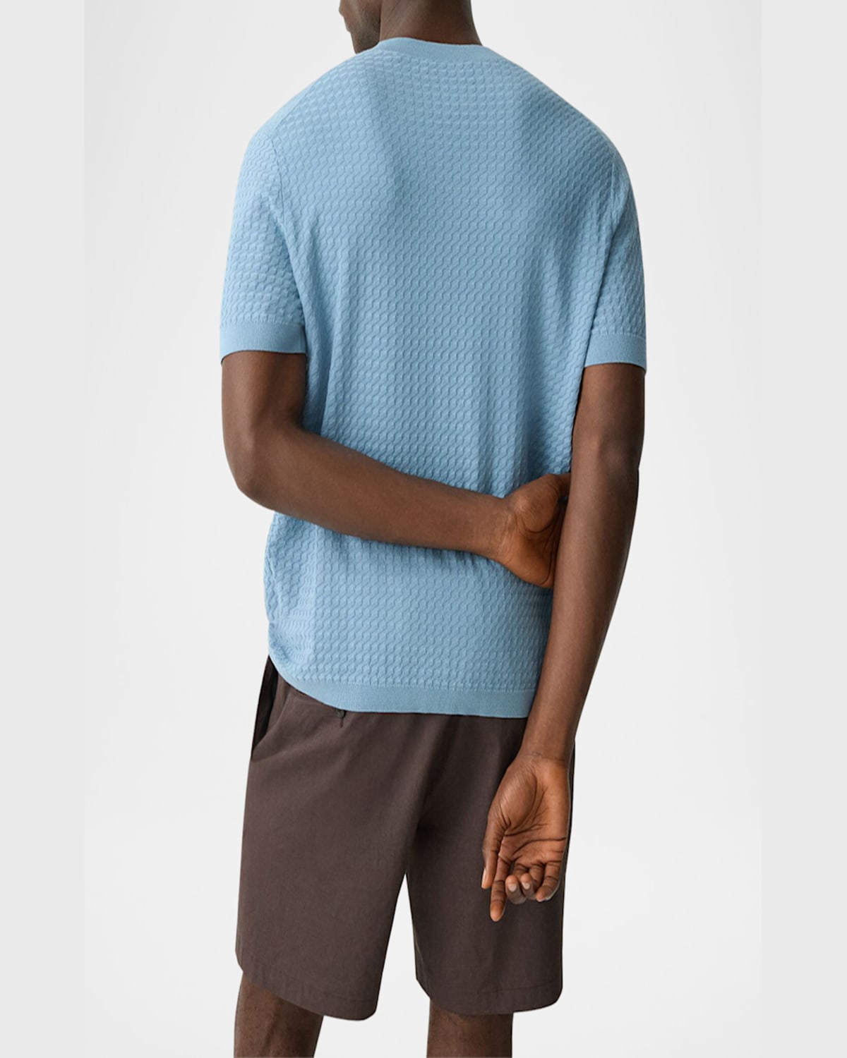 Theory Men's Damian Textured Knit Short-sleeve Sweater In Rainstorm