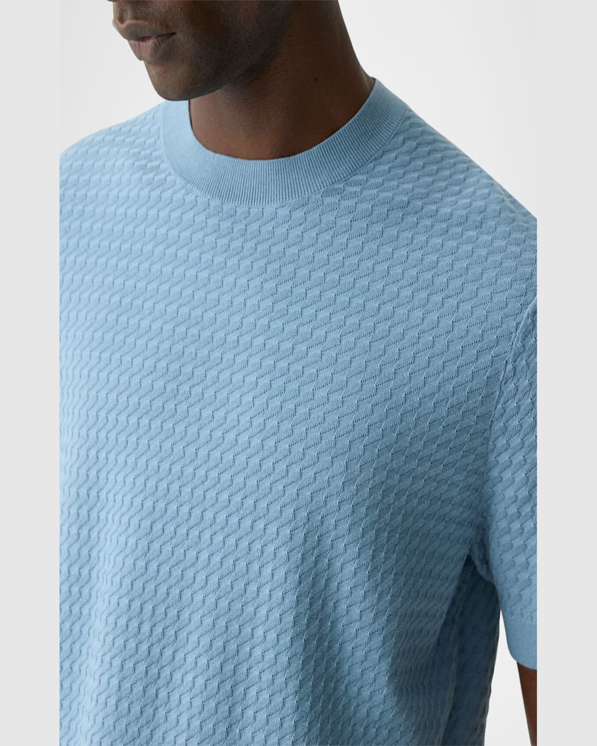 Theory Men's Damian Textured Knit Short-sleeve Sweater In Rainstorm