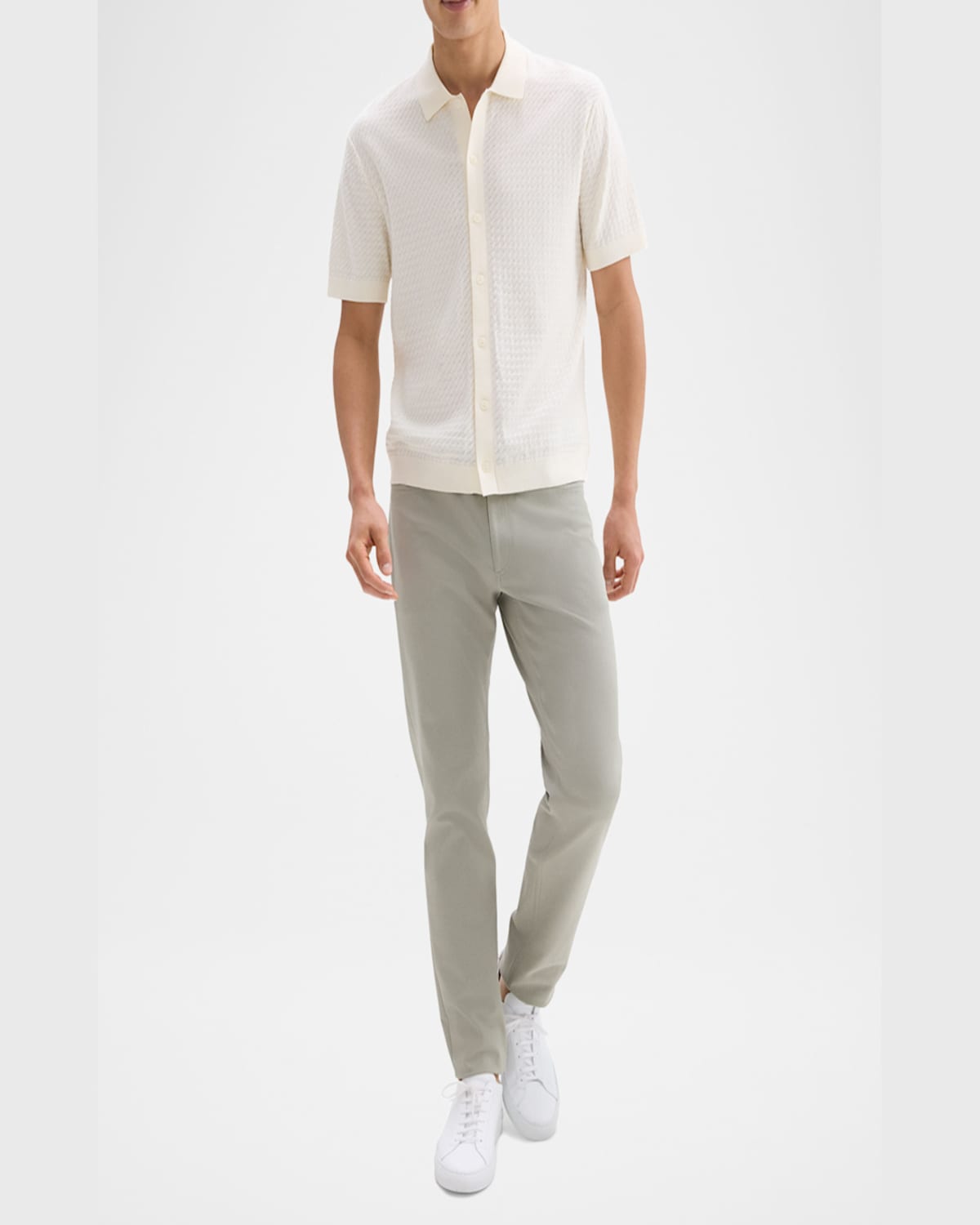 Theory Cairn Short Sleeve Organic Cotton Button-up Shirt In Rainstorm