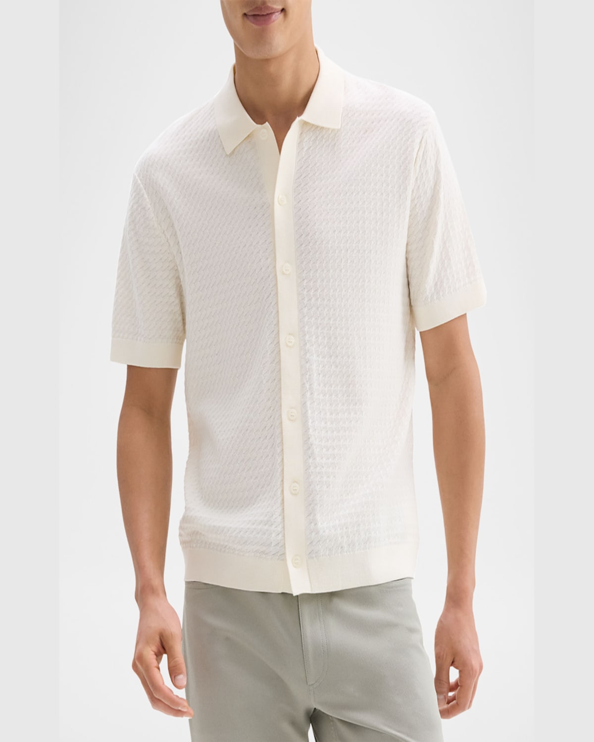 Theory Cairn Short Sleeve Organic Cotton Button-up Shirt In Rainstorm