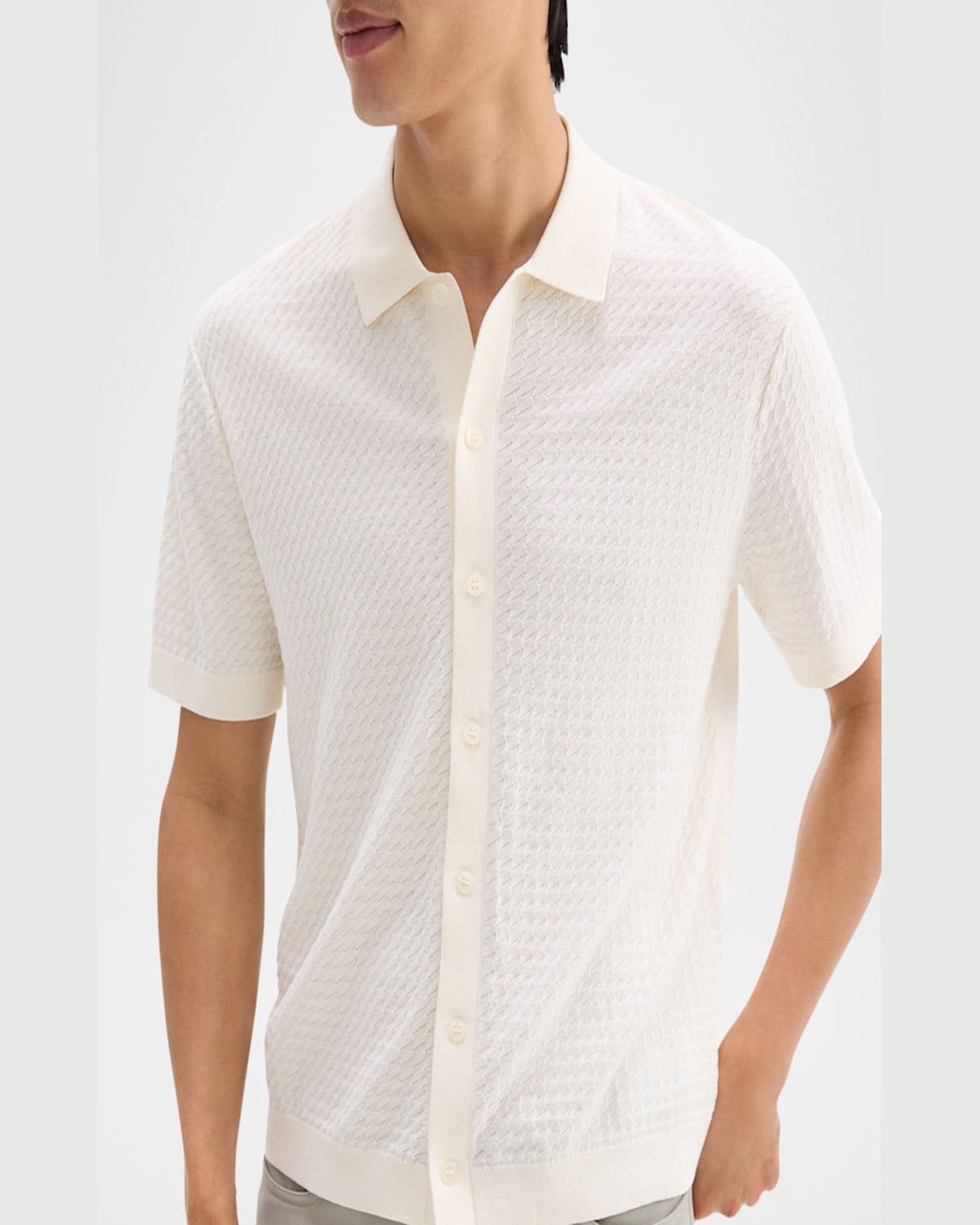 Theory Cairn Short Sleeve Organic Cotton Button-up Shirt In Rainstorm