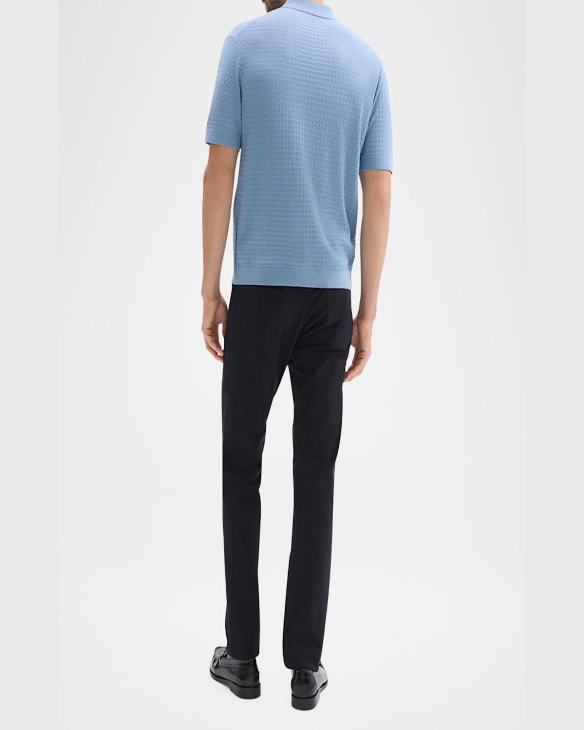 Theory Cairn Short Sleeve Organic Cotton Button-up Shirt In Rainstorm