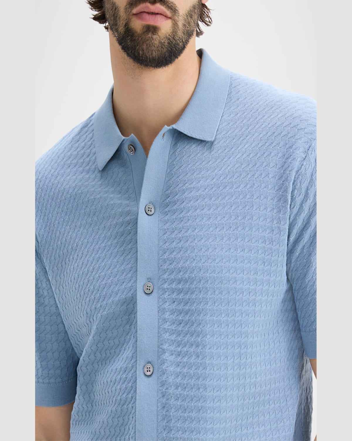 Theory Cairn Short Sleeve Organic Cotton Button-up Shirt In Rainstorm