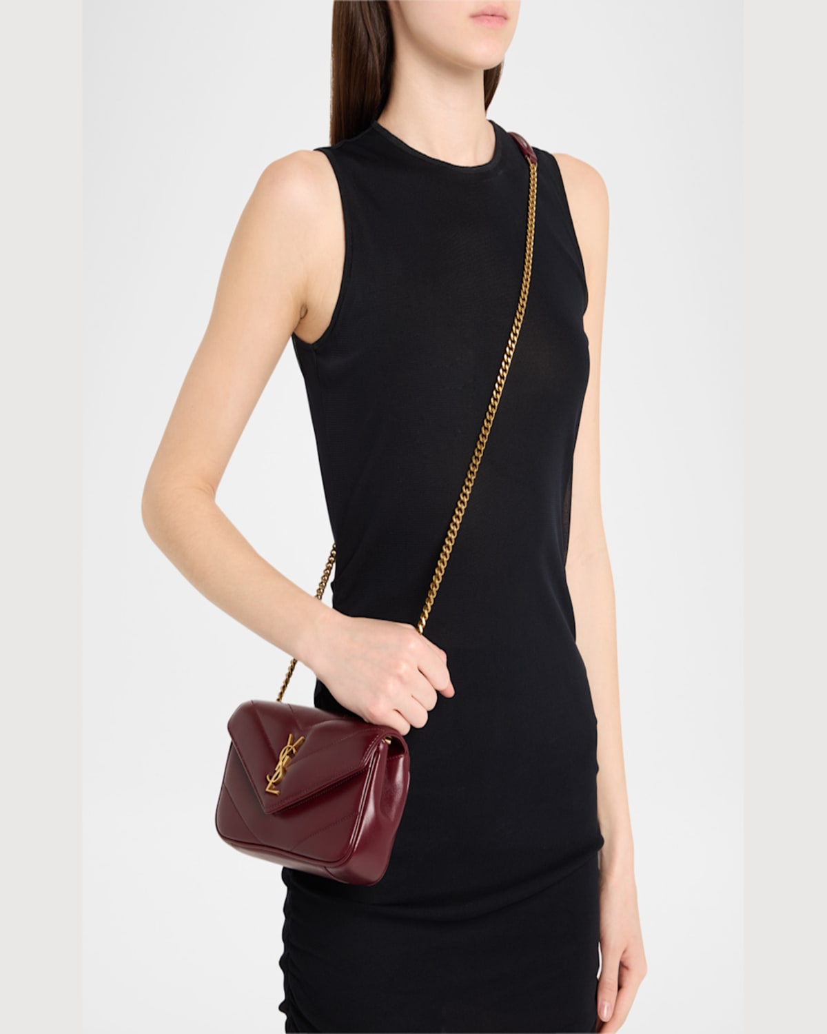 Saint Laurent Loulou Mini Ysl Chain Crossbody Bag In Quilted Leather