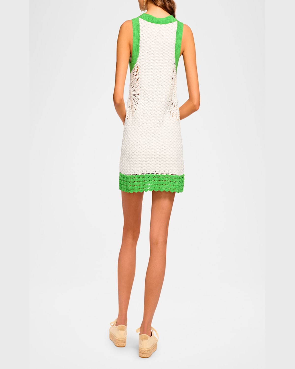 Shop Ramy Brook Chelsea Crochet Button-front Mini Dress In Ivory/tropic Green C