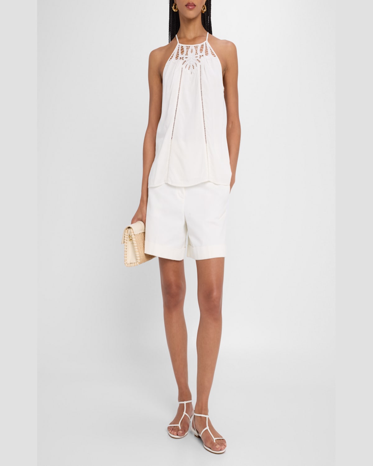 RAMY BROOK MILA EYELET EMBROIDERED SLEEVELESS TOP 