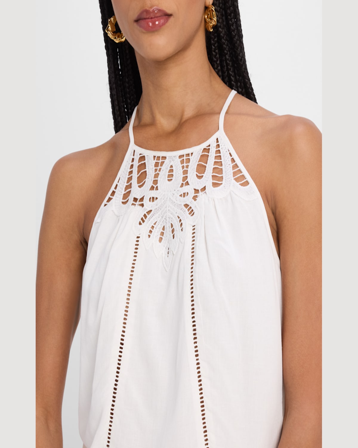 RAMY BROOK MILA EYELET EMBROIDERED SLEEVELESS TOP 