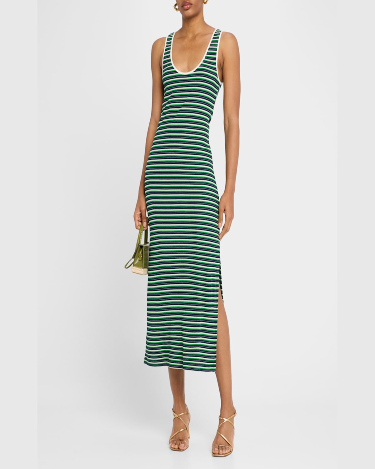 Ramy Brook Everest Stripe Scoop-neck Midi Dress In Spring Navy Stripe Combo