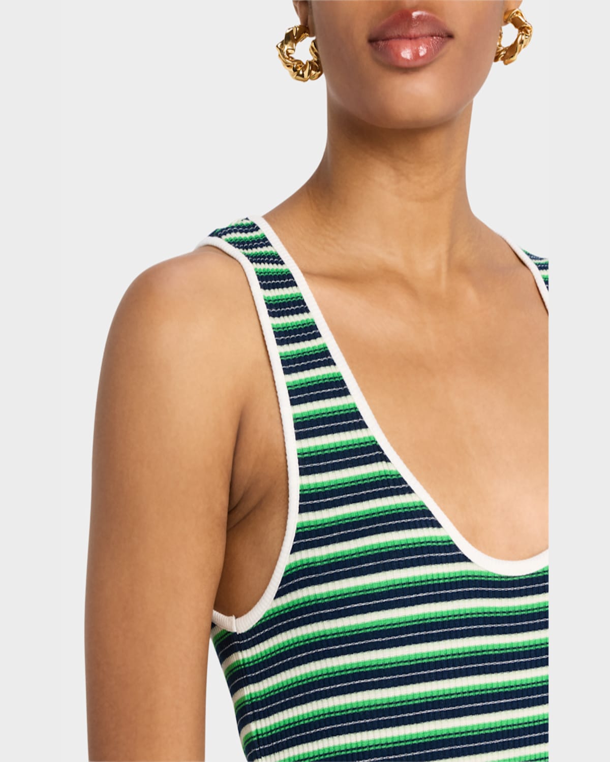 Ramy Brook Everest Stripe Scoop-neck Midi Dress In Spring Navy Stripe Combo