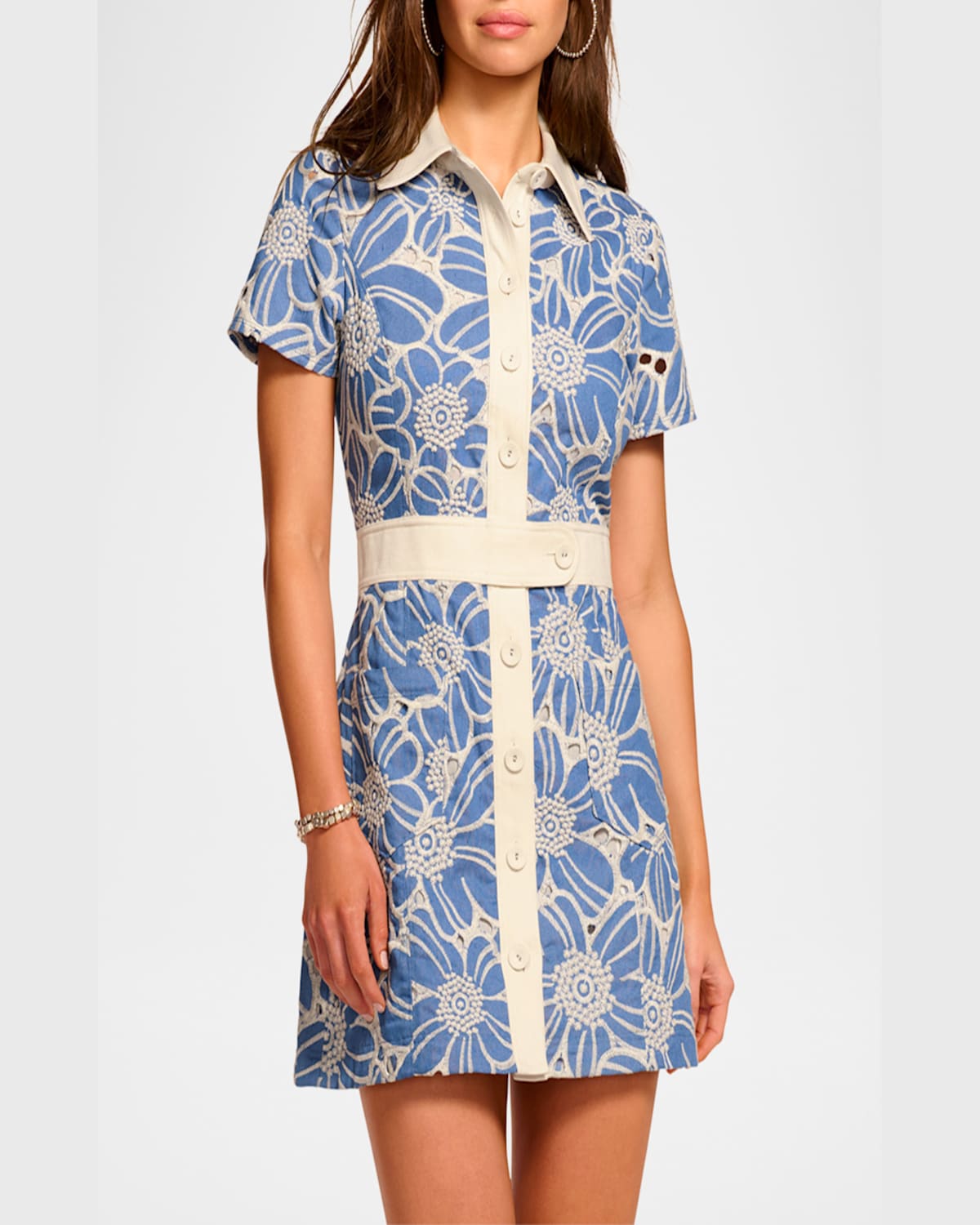 Ramy Brook Shannon Chambray Button Down Mini Dress In Indigo Chambray