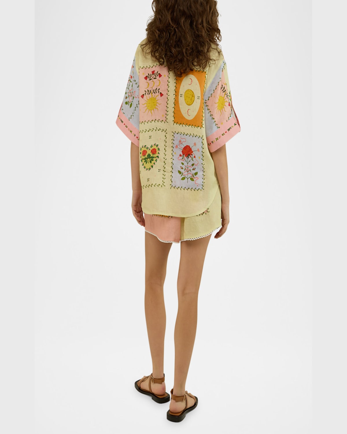 Palm Noosa Siesta Tile-print Linen Shirt In Siesta Tile
