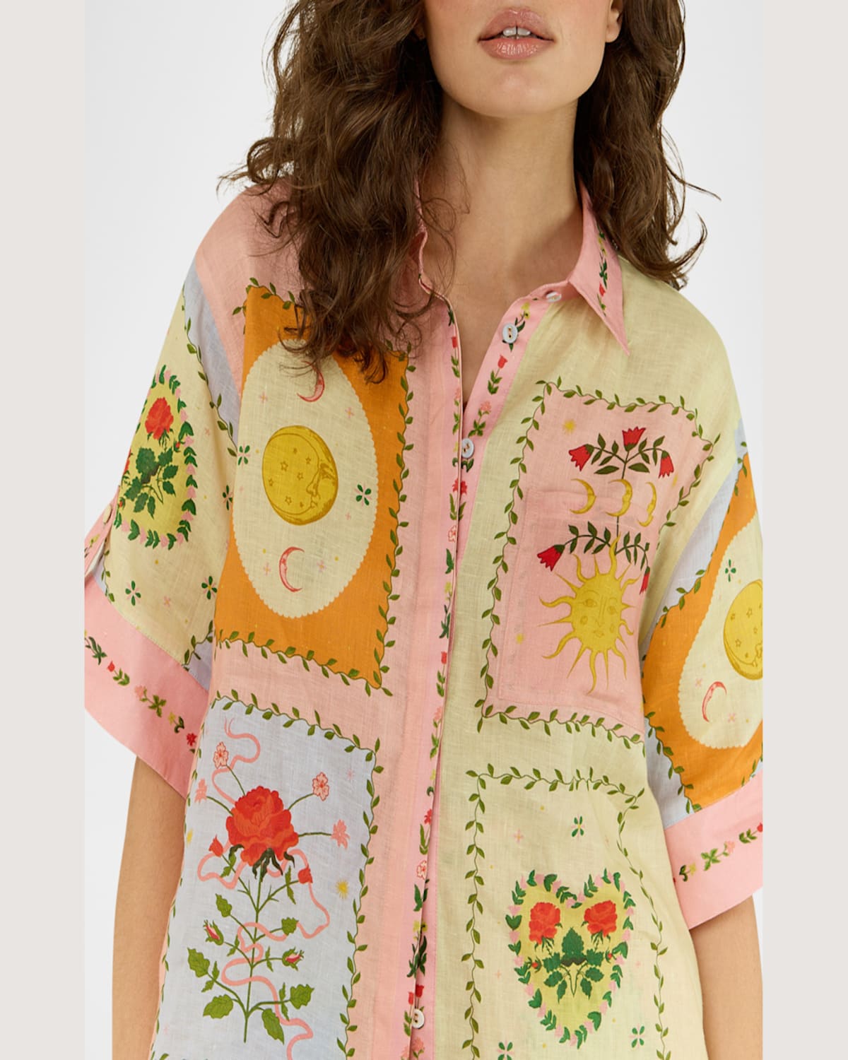 Palm Noosa Siesta Tile-print Linen Shirt In Siesta Tile