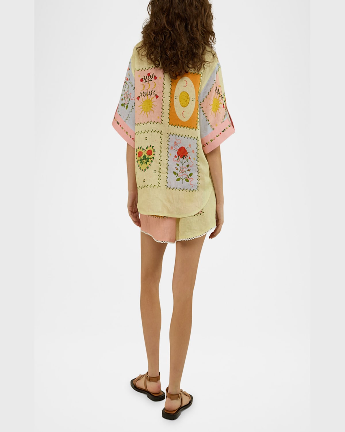 Palm Noosa Porto Siesta Tile-print Linen Shorts In Siesta Tile